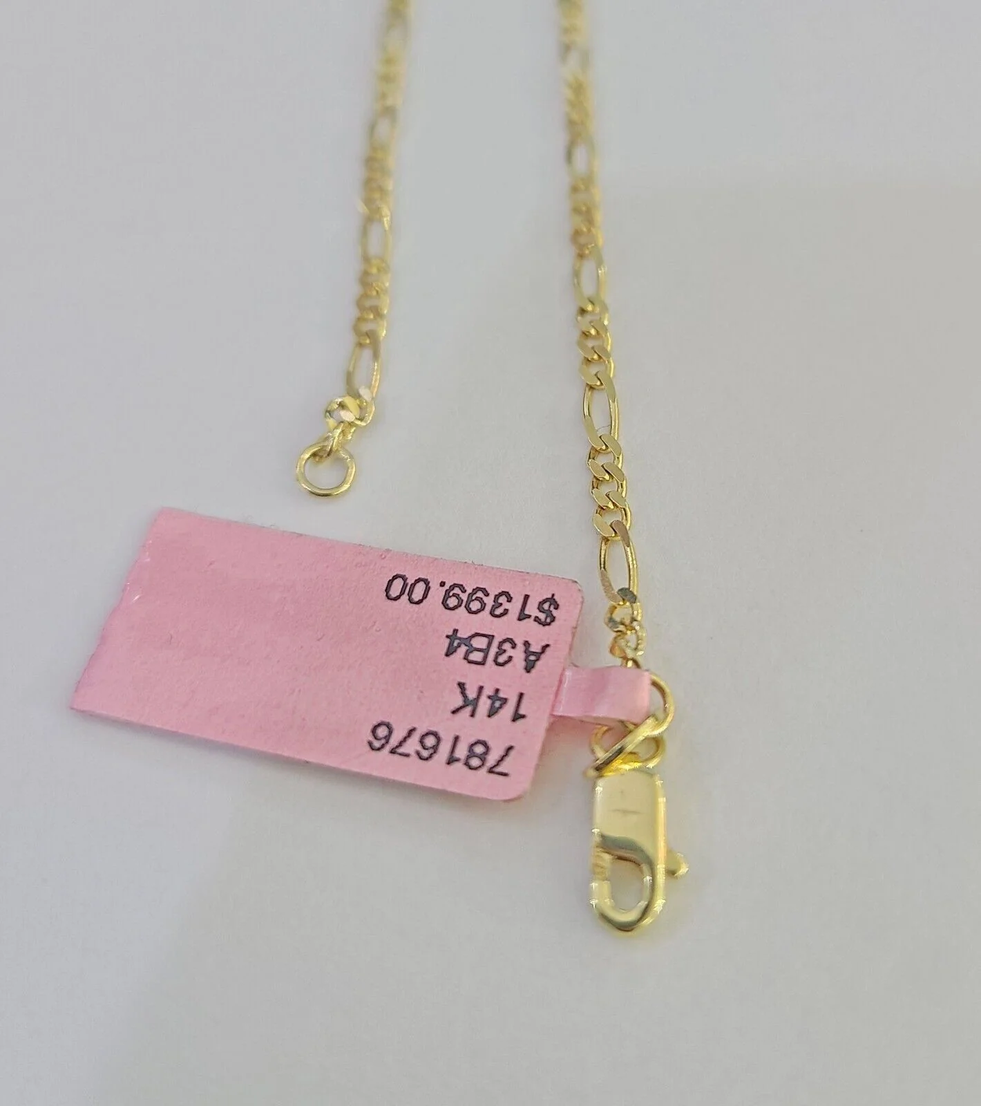 14k Solid Figaro Chain Necklace Yellow Gold 1mm Female 20" Real - Image 4