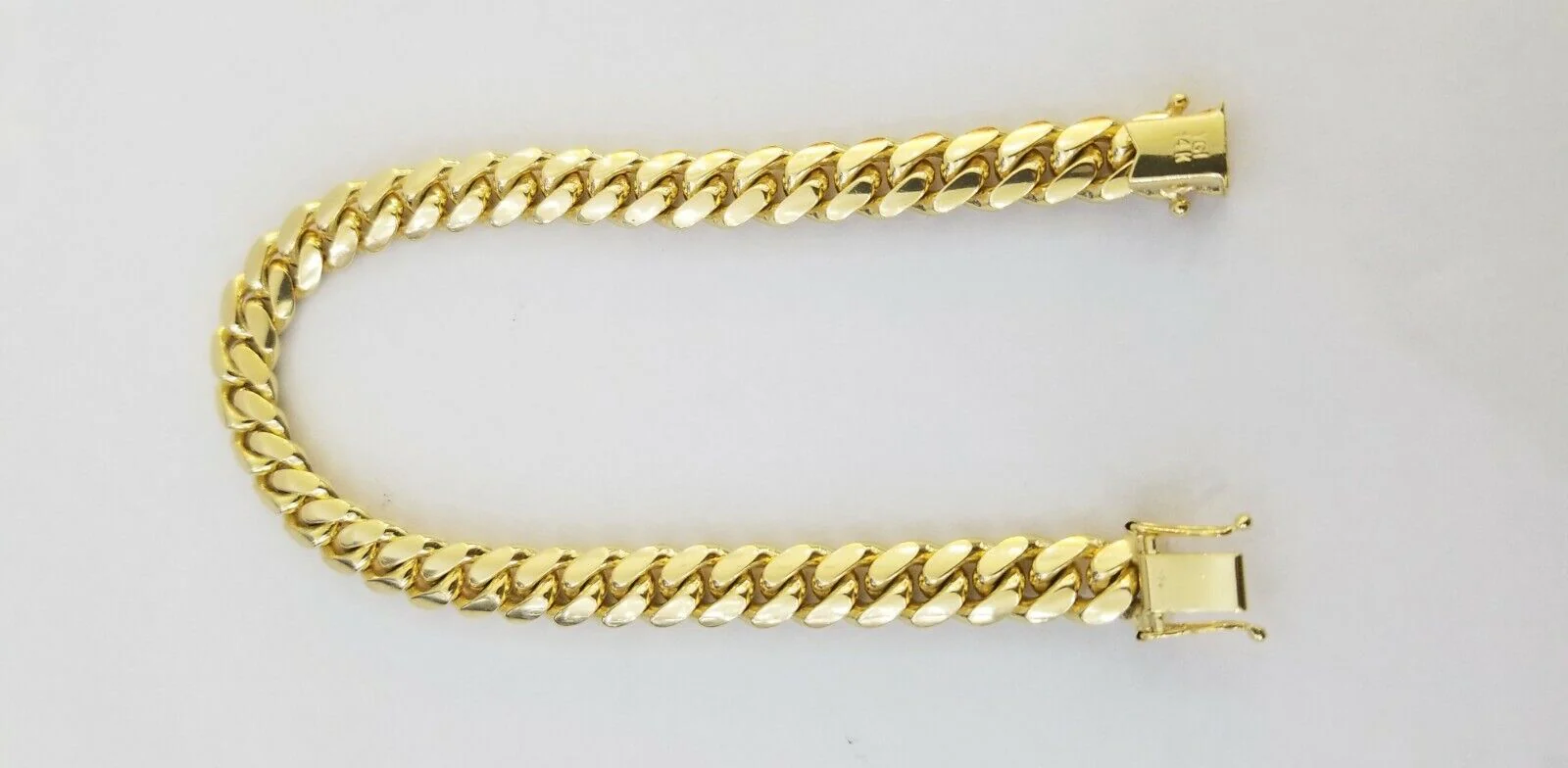 14K SOLID Gold Bracelet Miami Cuban Link Box Lock 9inch yellow gold men women - Image 8