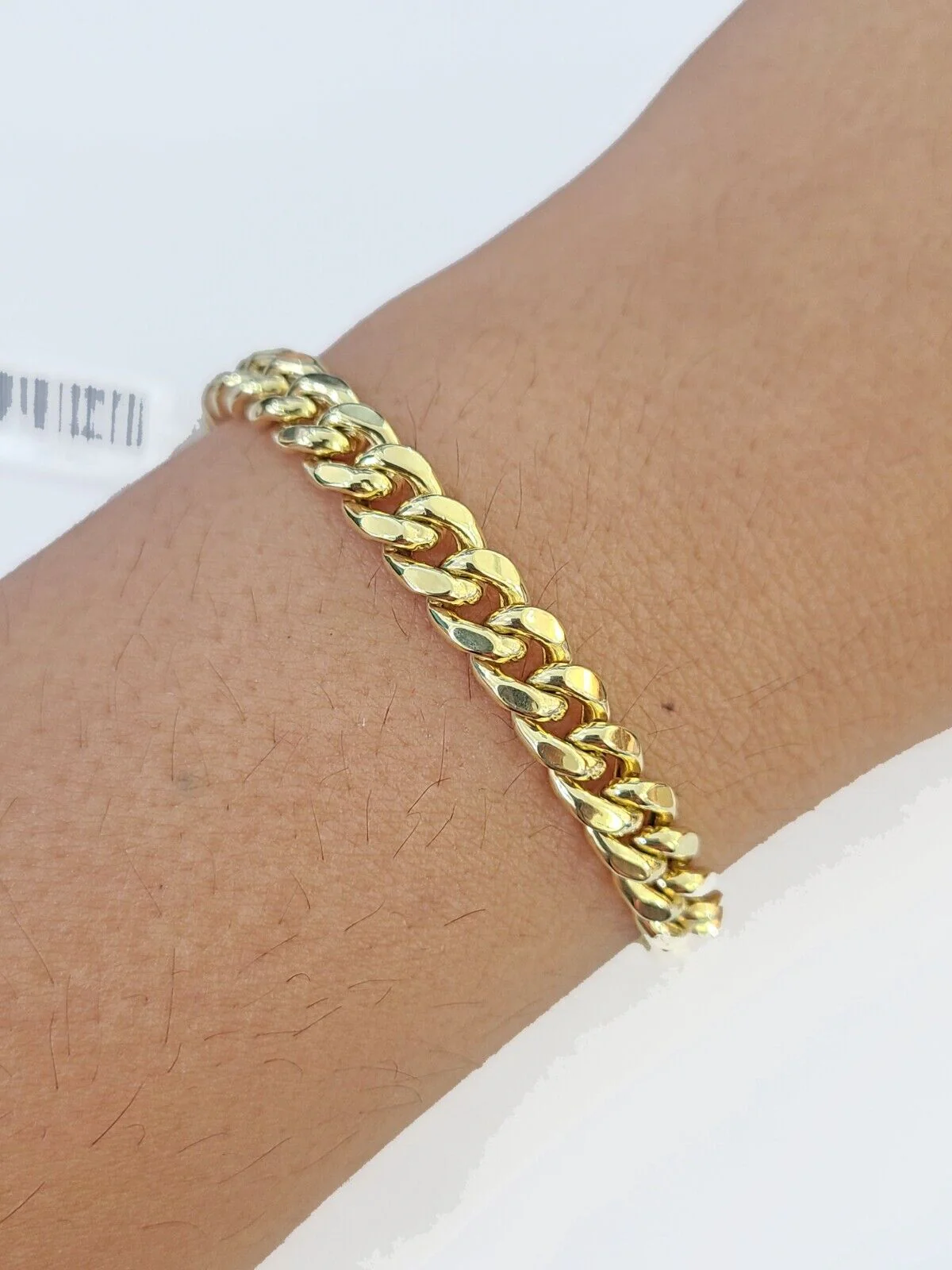 14K Solid Gold Miami Cuban Bracelet 8" Inch 7mm 14K Box Clasp Link - Image 2