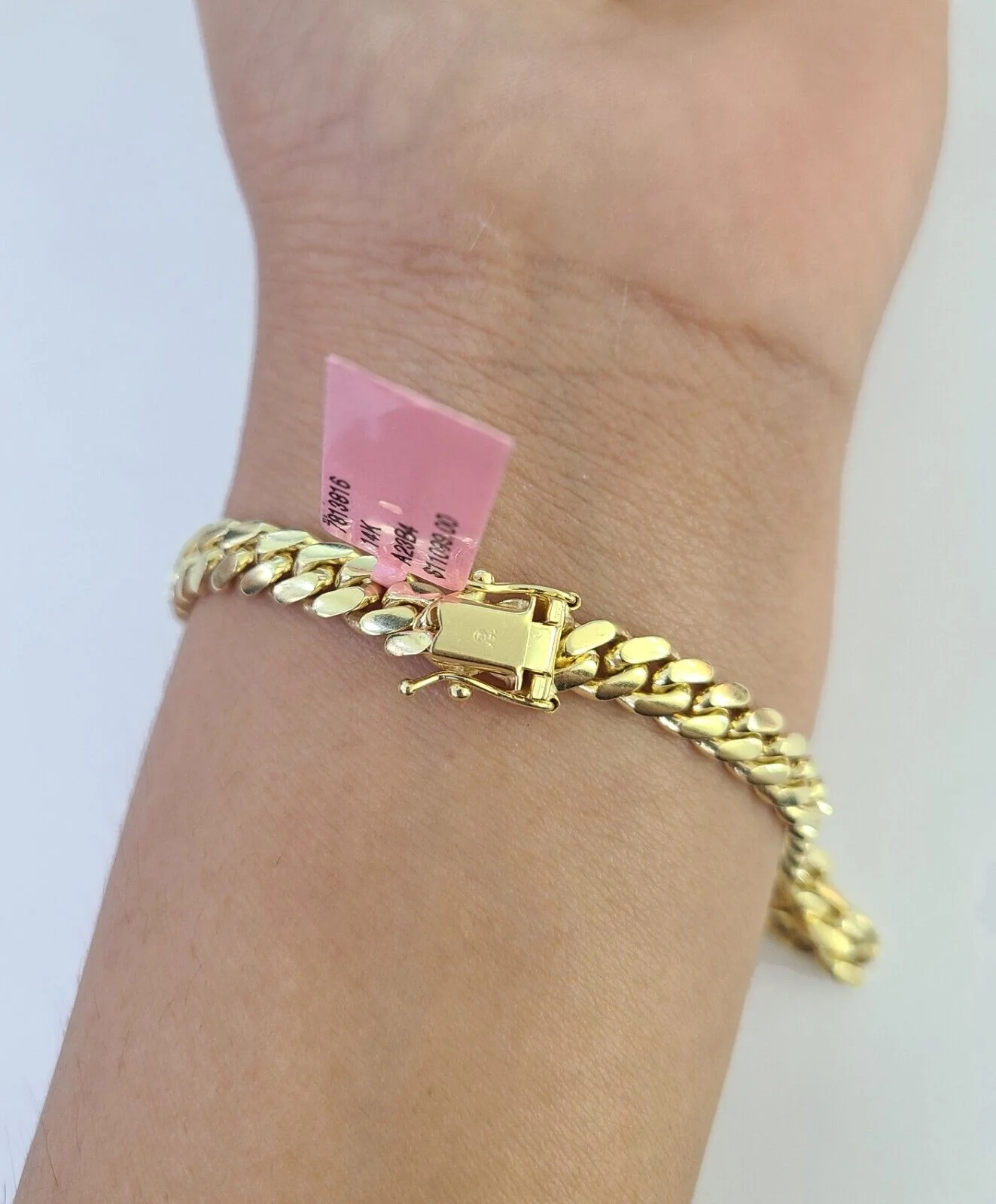 14K Solid Miami Cuban Bracelet Yellow Gold Box Clasp 8" Inch 6mm Link - Image 3