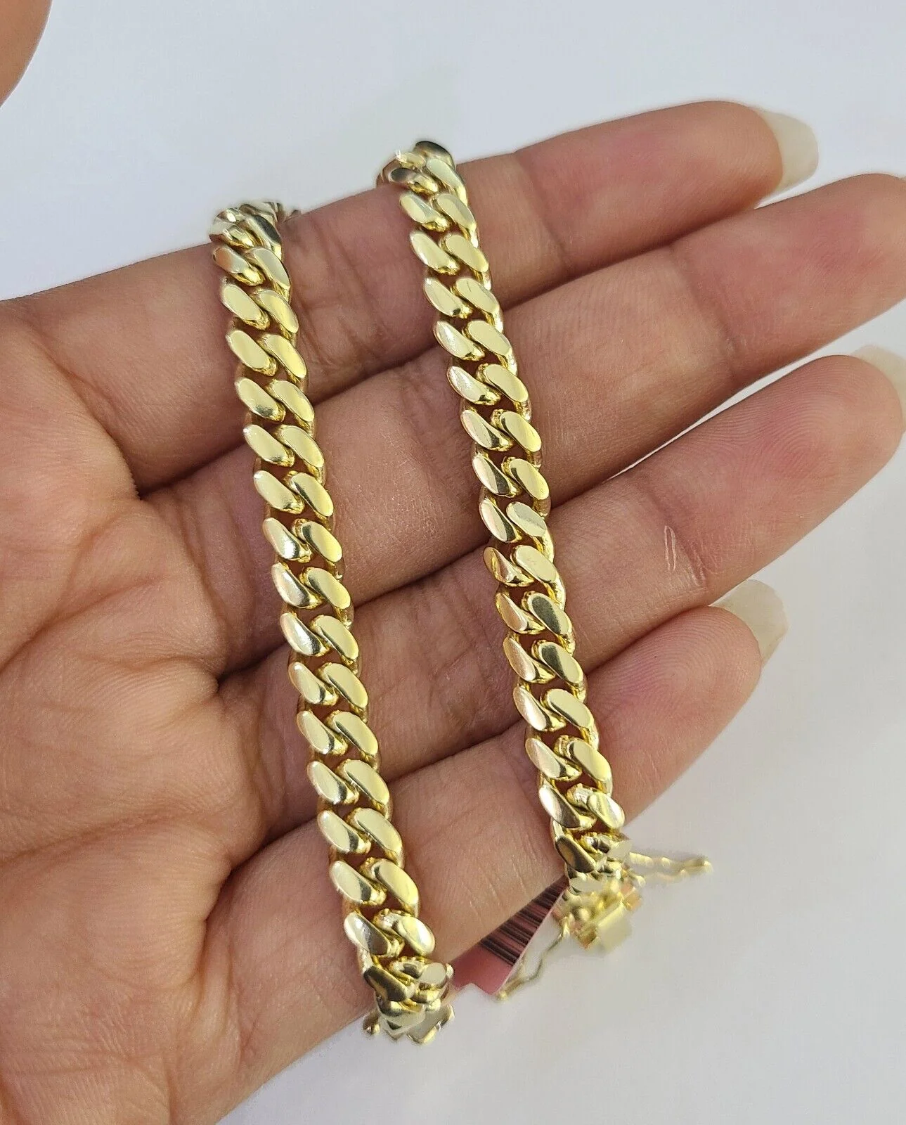 14K Solid Miami Cuban Bracelet Yellow Gold Box Clasp 8" Inch 6mm Link - Image 5