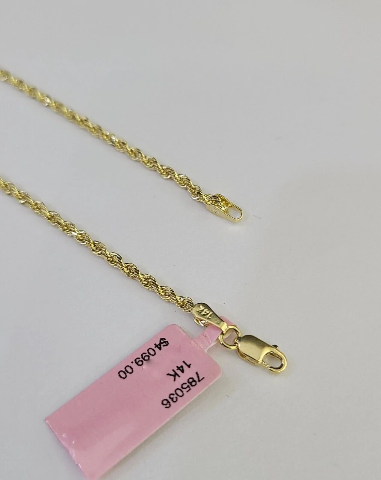 14k Solid Rope Chain Necklace 2.5mm 16"-24" Inch Yellow Gold Men Women 14Kt - Image 4