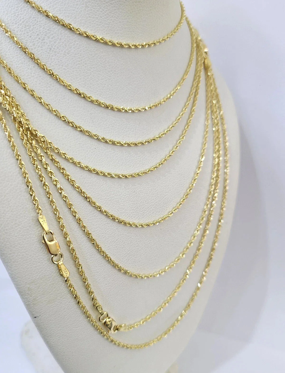 14k Solid Rope Chain Necklace 2mm 18"-22" Inch Yellow Gold Men Women 14Kt - Image 5