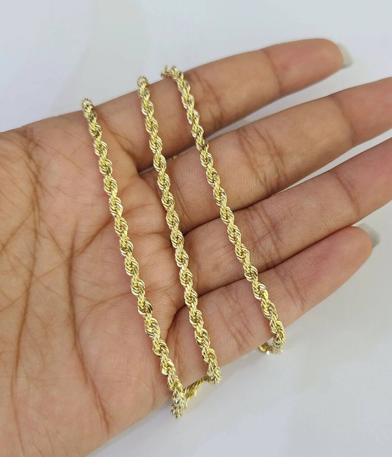 14k Solid Rope Chain Necklace 3mm 18"-28" Inch Yellow Gold Men Women 14Kt - Image 3
