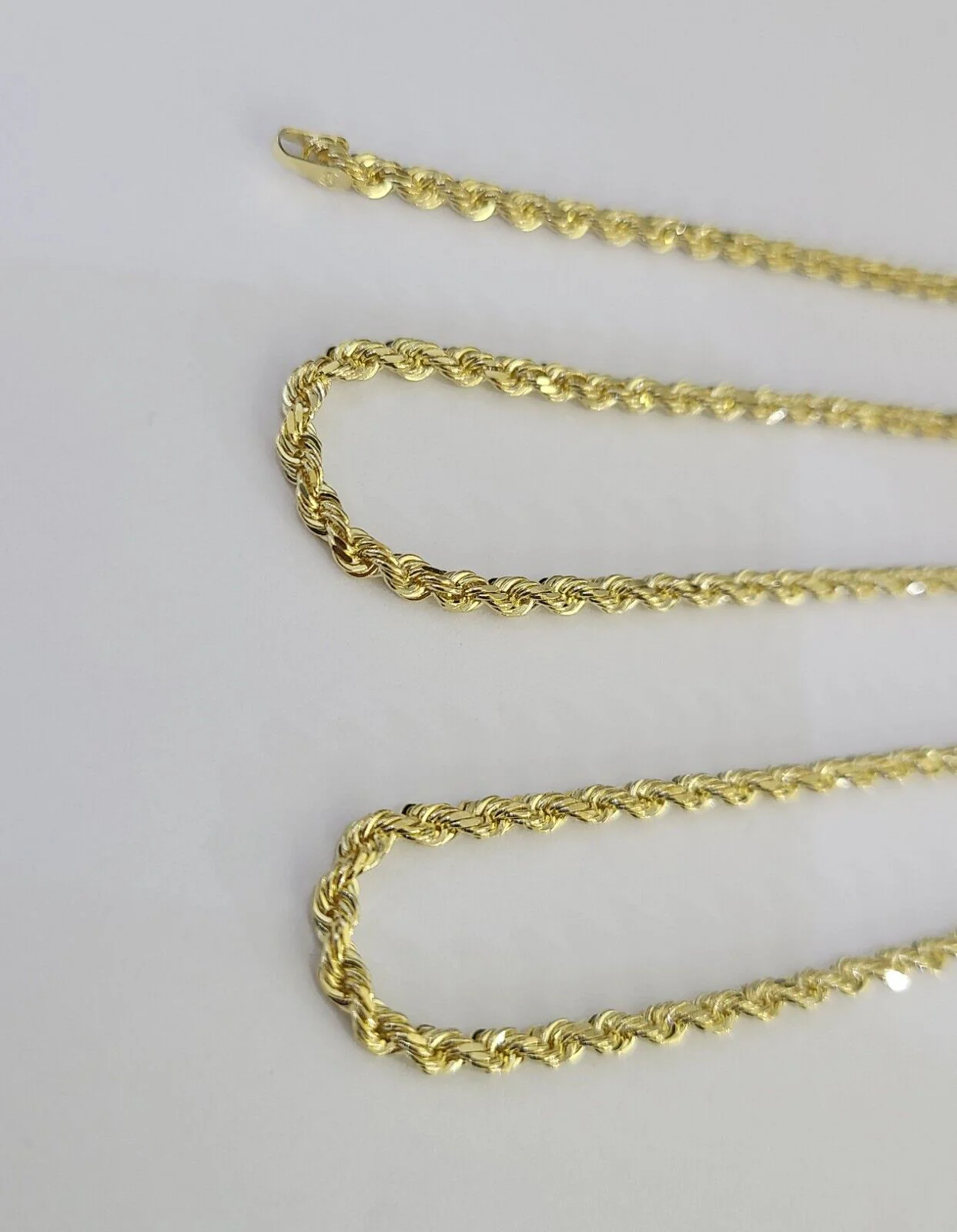 14k Solid Rope Chain Necklace 3mm 18"-28" Inch Yellow Gold Men Women 14Kt - Image 5