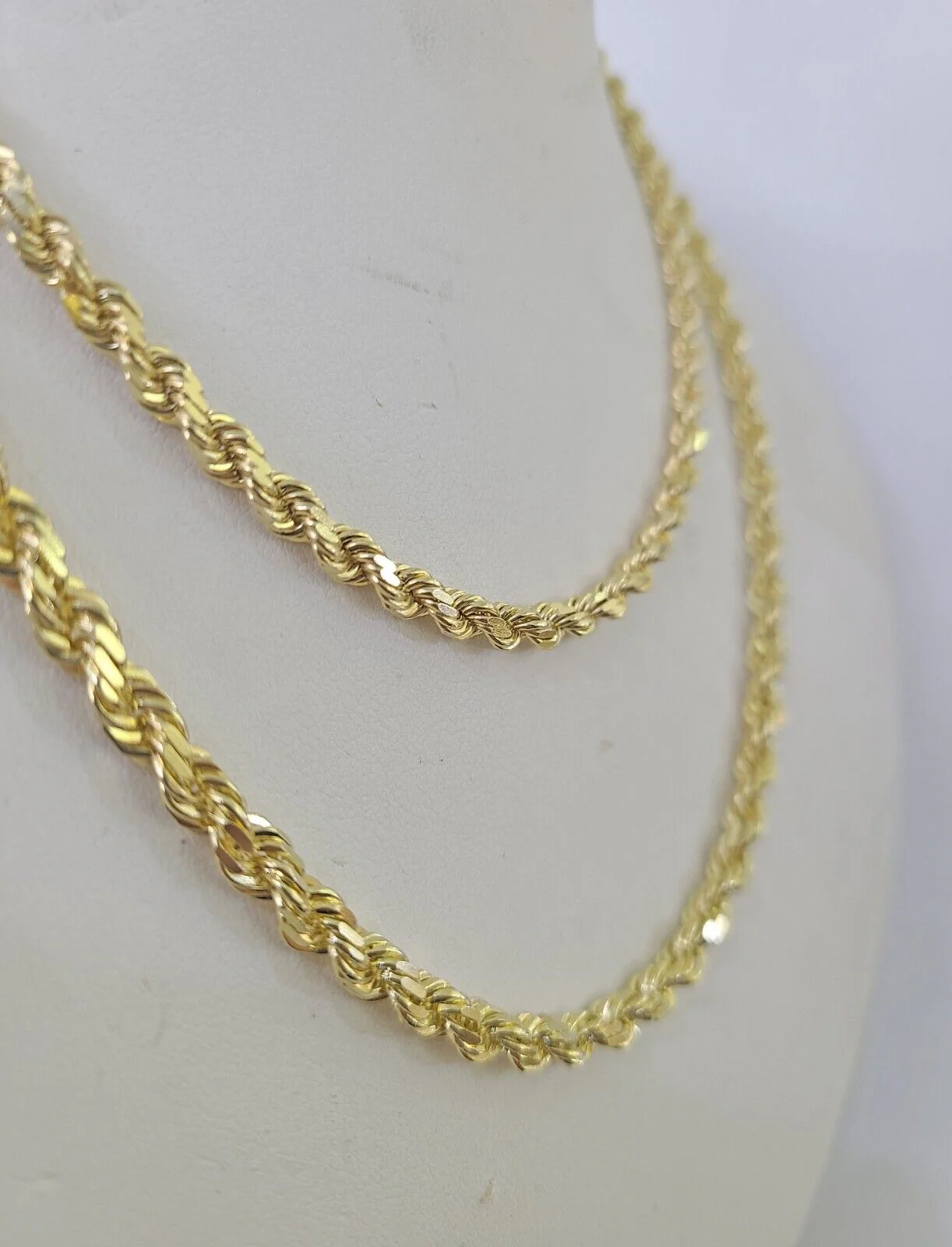 14k Solid Rope Chain Yellow Gold Necklace 4mm 5mm 18-26 Inches Real Men Women - Image 2