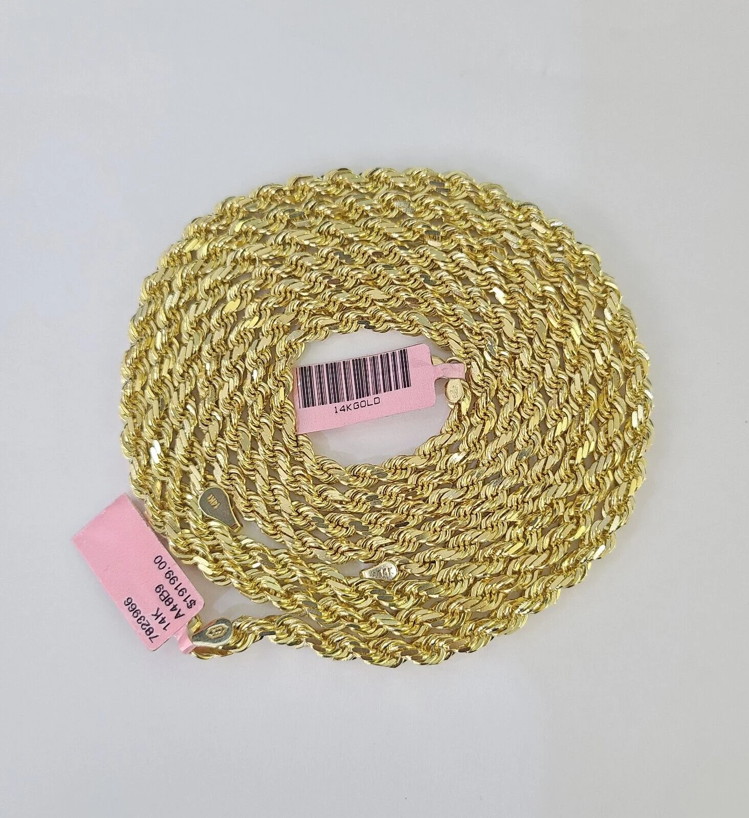 14k Solid Rope Chain Yellow Gold Necklace 4mm 5mm 18-26 Inches Real Men Women - Image 6
