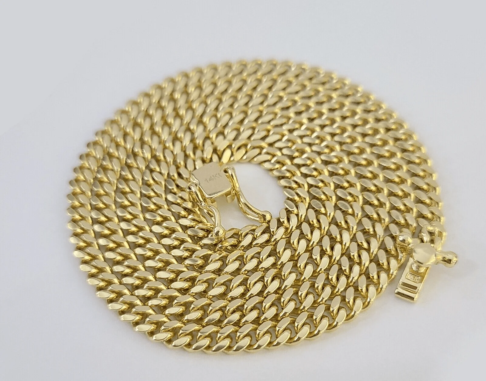 14K Solid Yellow Gold 4mm Miami Cuban Link Chain Necklace 26" Inch 14Kt - Image 3