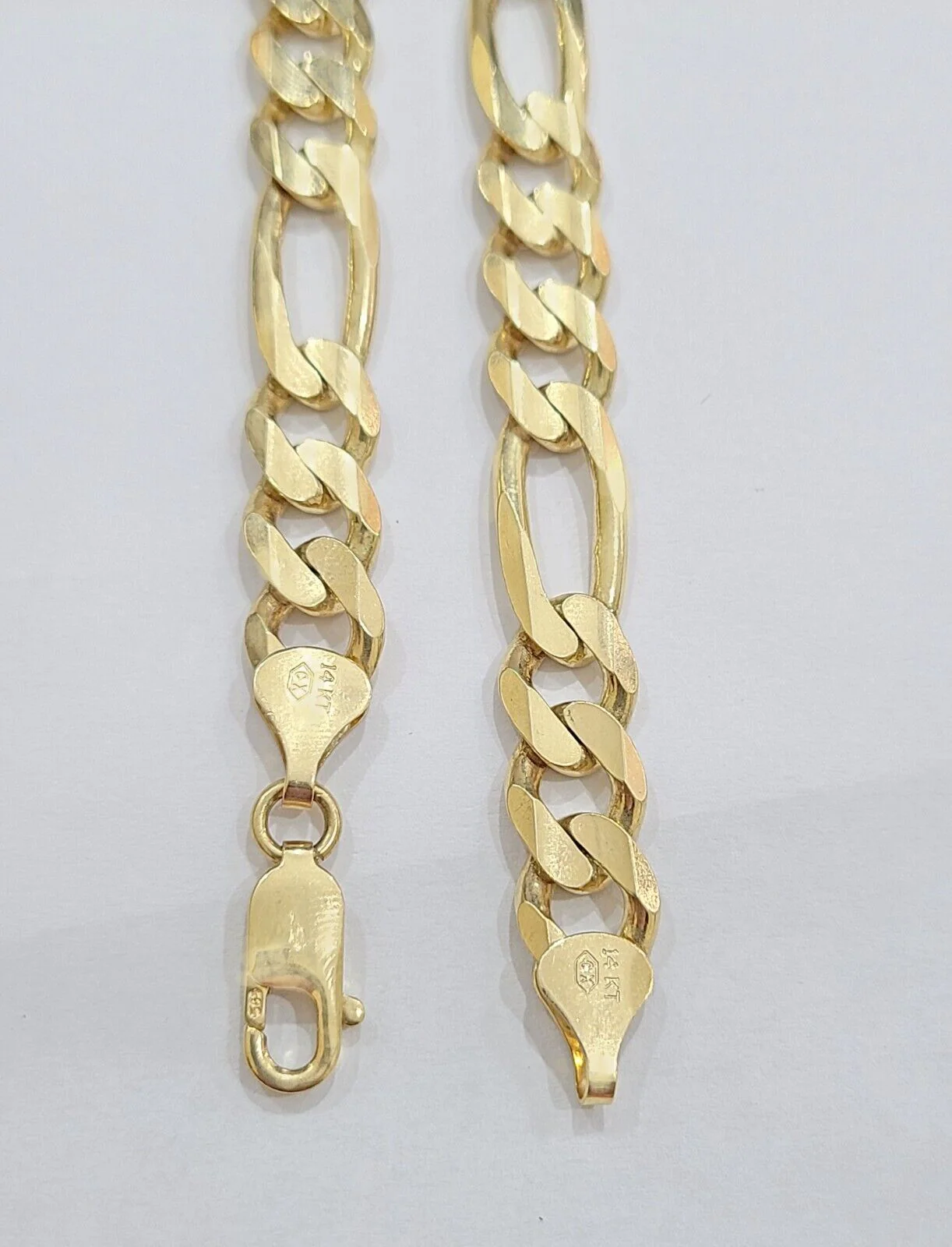 14k Solid Yellow Gold Figaro Chain 10mm 22'' inches Necklace Real 14kt - Image 3