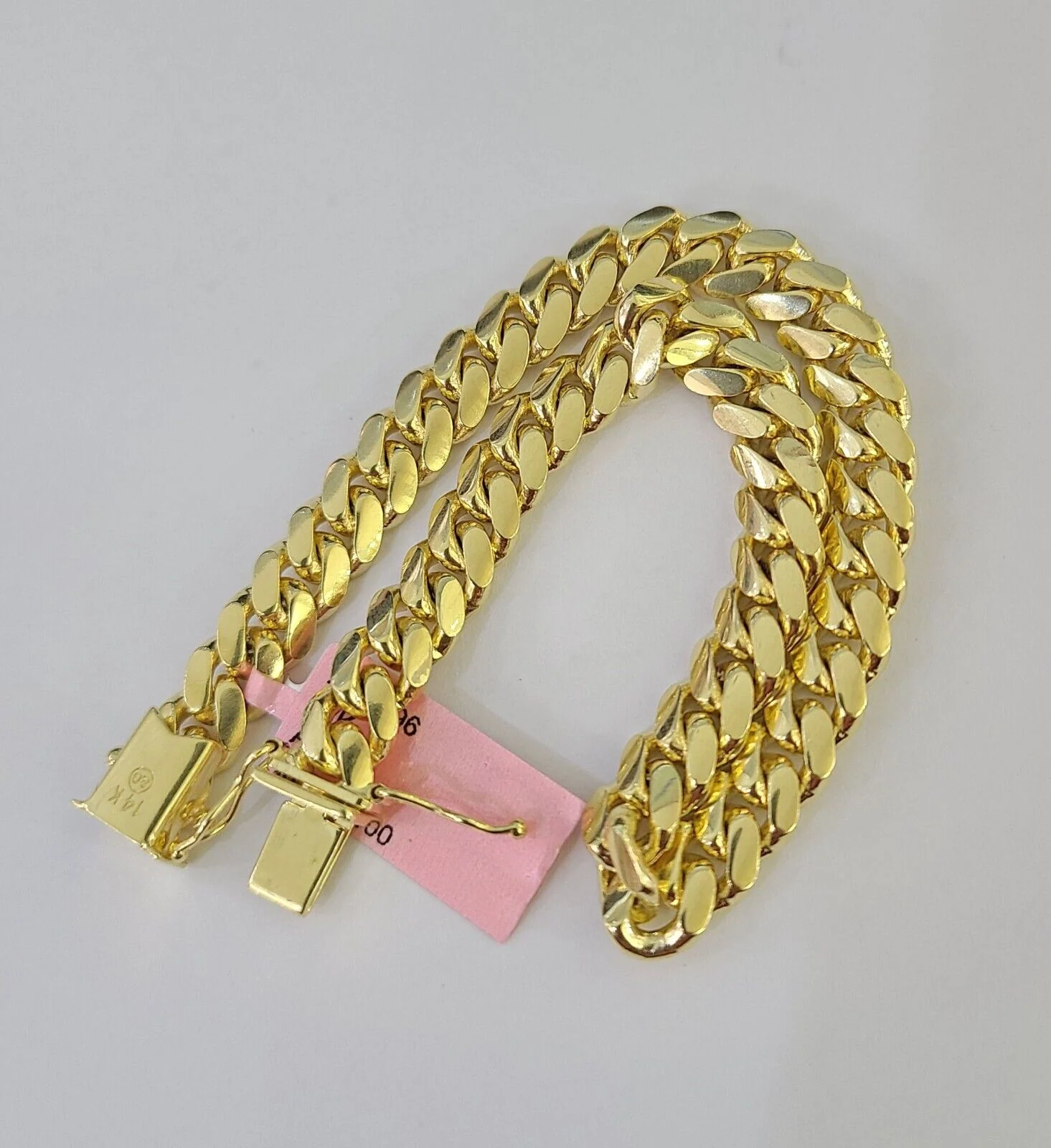14K Solid Yellow Gold Miami Cuban Bracelet Box Clasp 8.5" Inch 7mm Link - Image 2