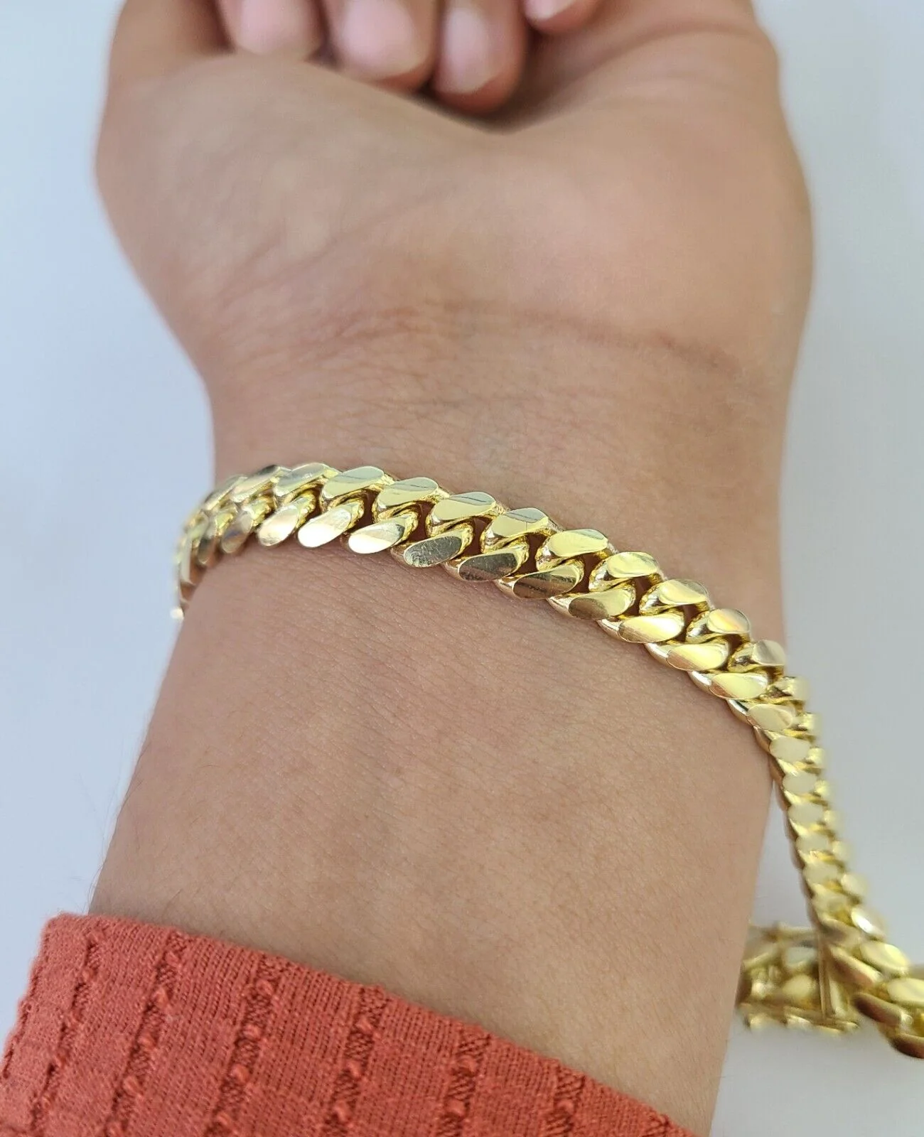 14K Solid Yellow Gold Miami Cuban Bracelet Box Clasp 8.5" Inch 7mm Link - Image 5