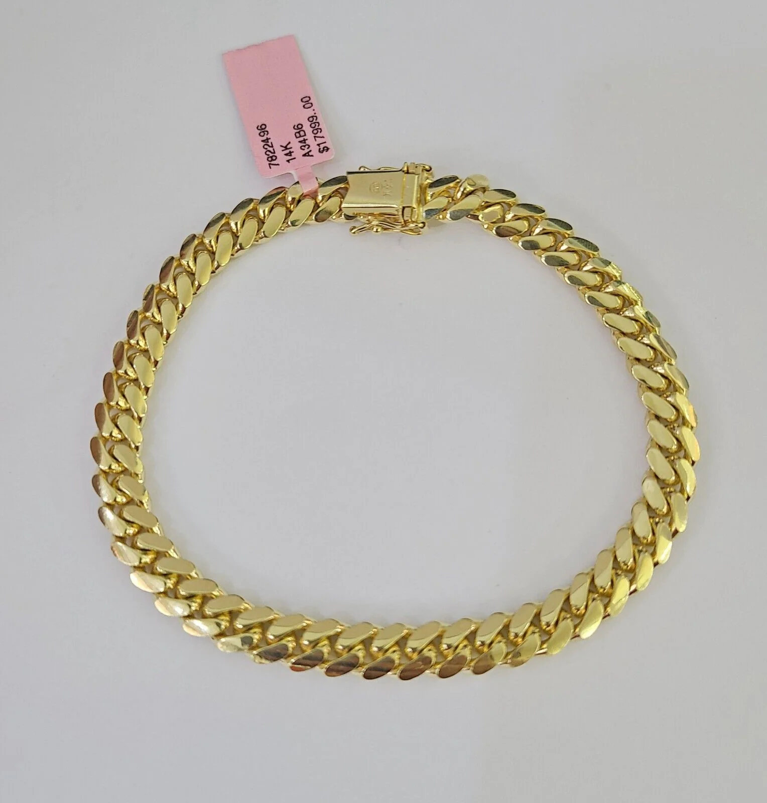 14K Solid Yellow Gold Miami Cuban Bracelet Box Clasp 8.5" Inch 7mm Link - Image 7