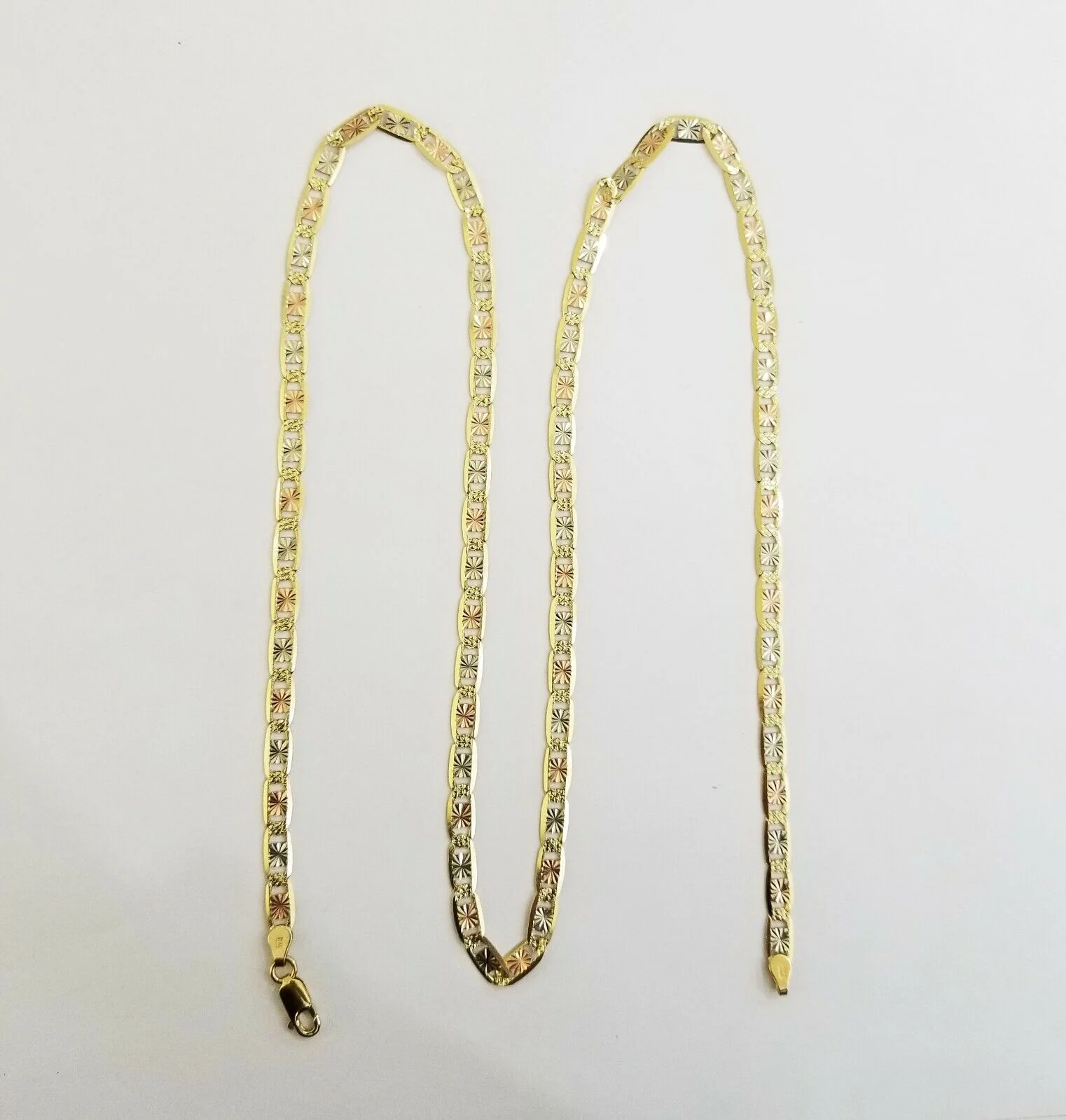 14k valentino Trio Gold Women's Link chain 26" necklace 5mm with Diamond Cut - Image 5