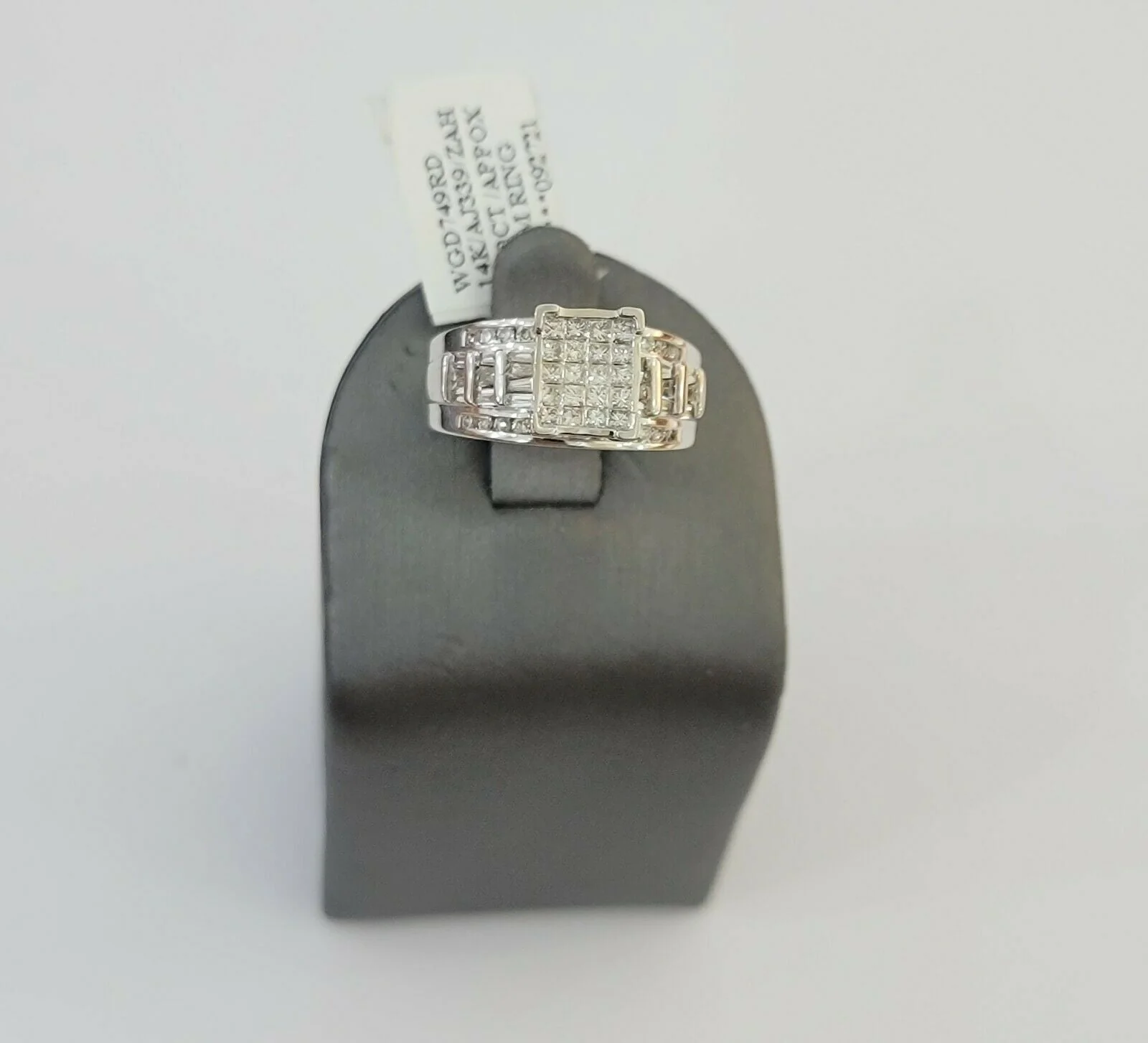 14k white Gold 1CT Diamond Ladies Ring Princess Cut Baguette Round Diamond,Women - Image 4