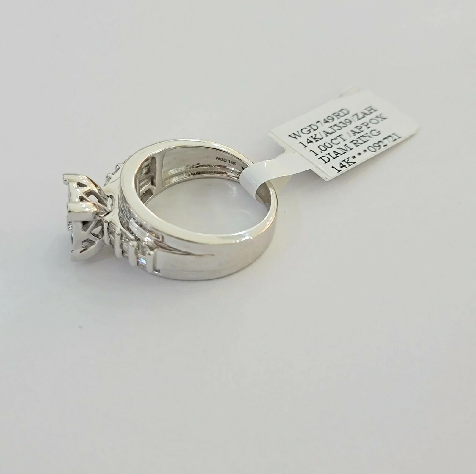 14k white Gold 1CT Diamond Ladies Ring Princess Cut Baguette Round Diamond,Women - Image 6
