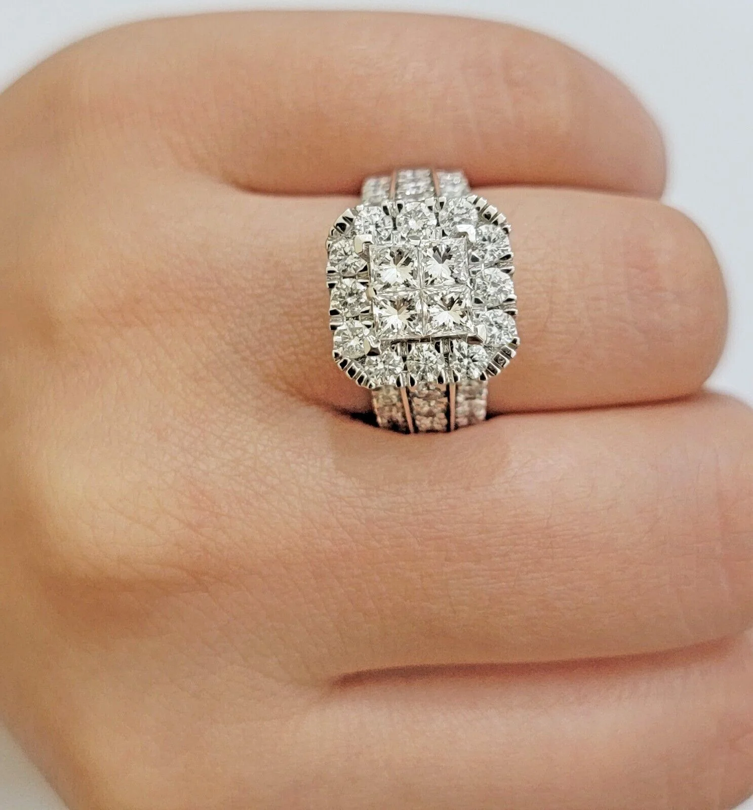 14k White Gold Diamond Ring Ladies 3CT Wedding Engagement Women Solid Band REAL - Image 2