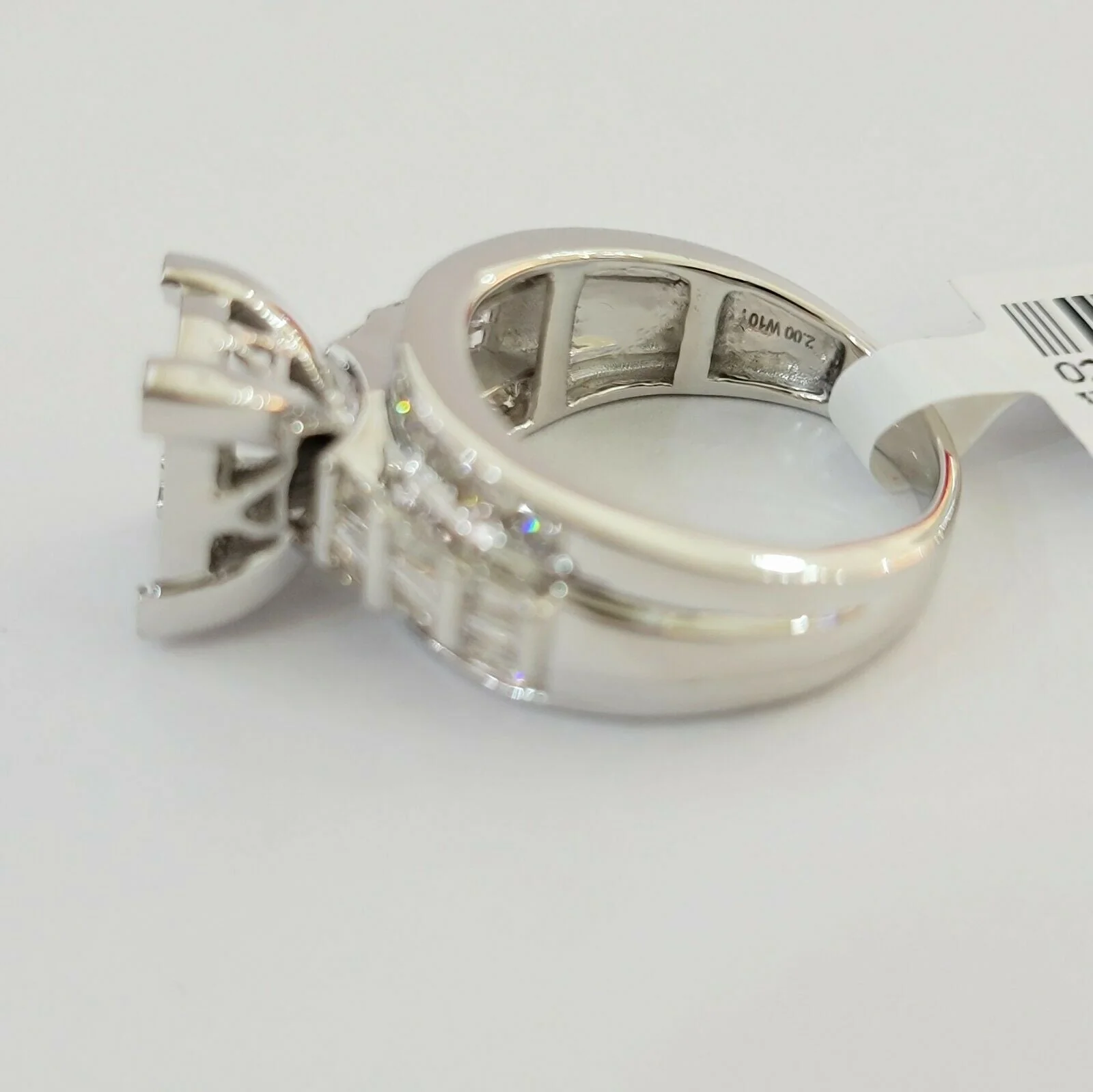 14k white Gold Ladies Ring 2 CT Diamond Princess Cut, Baguette, Round, REAL 14kt - Image 10