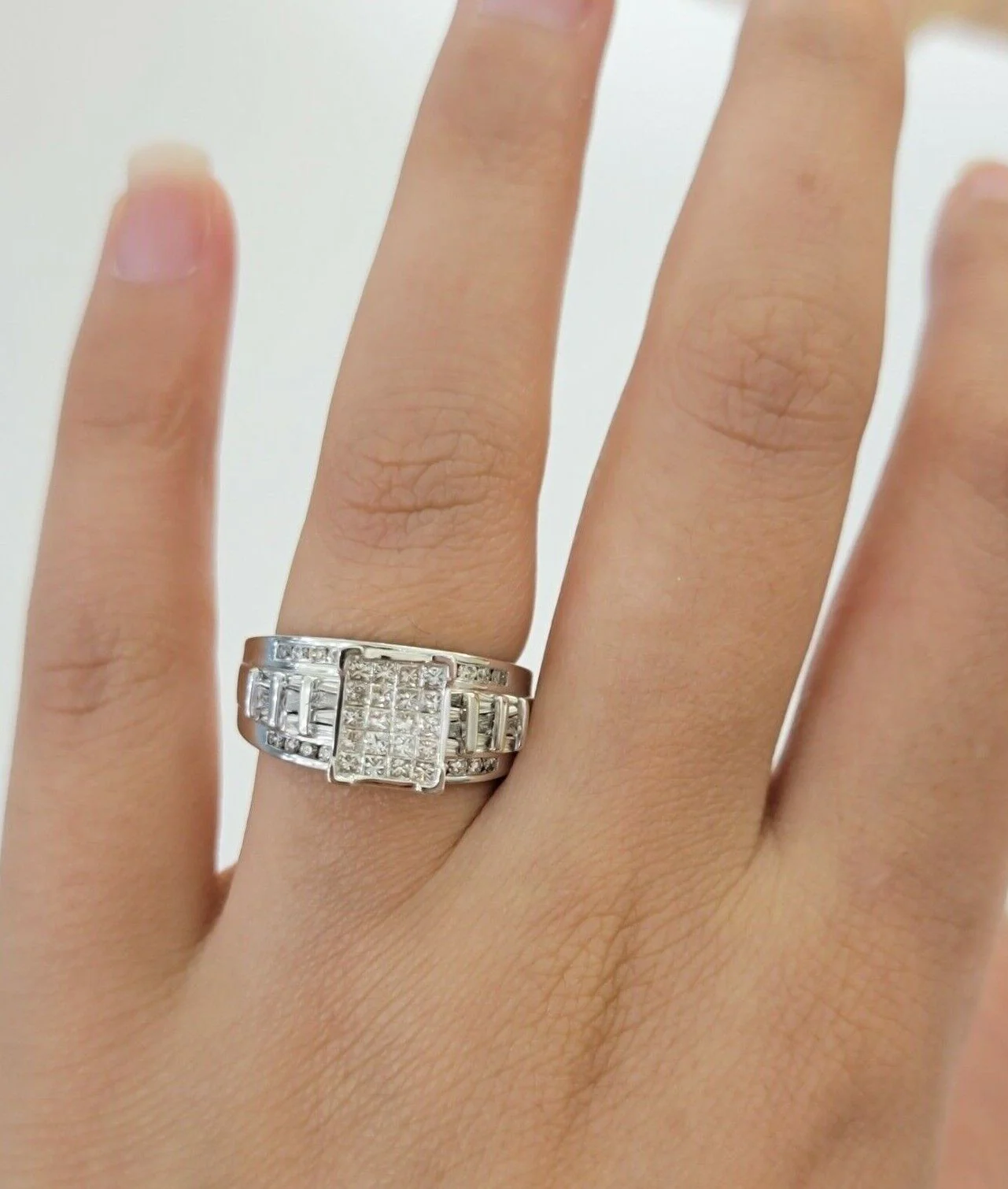 14k white Gold Natural Diamond Ladies Ring 1CT Diamond Real Women's Ring Band - Image 4
