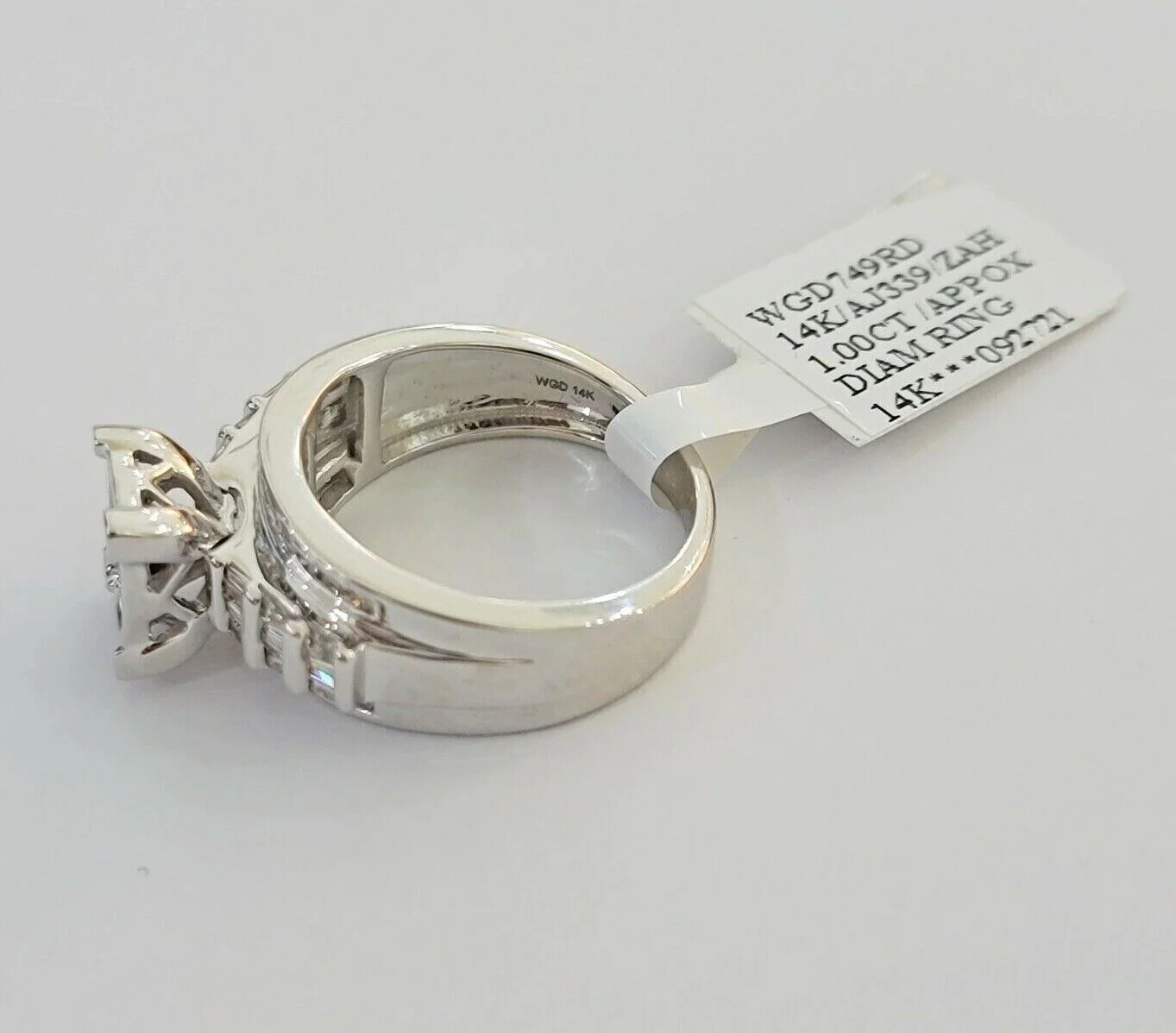 14k white Gold Natural Diamond Ladies Ring 1CT Diamond Real Women's Ring Band - Image 8