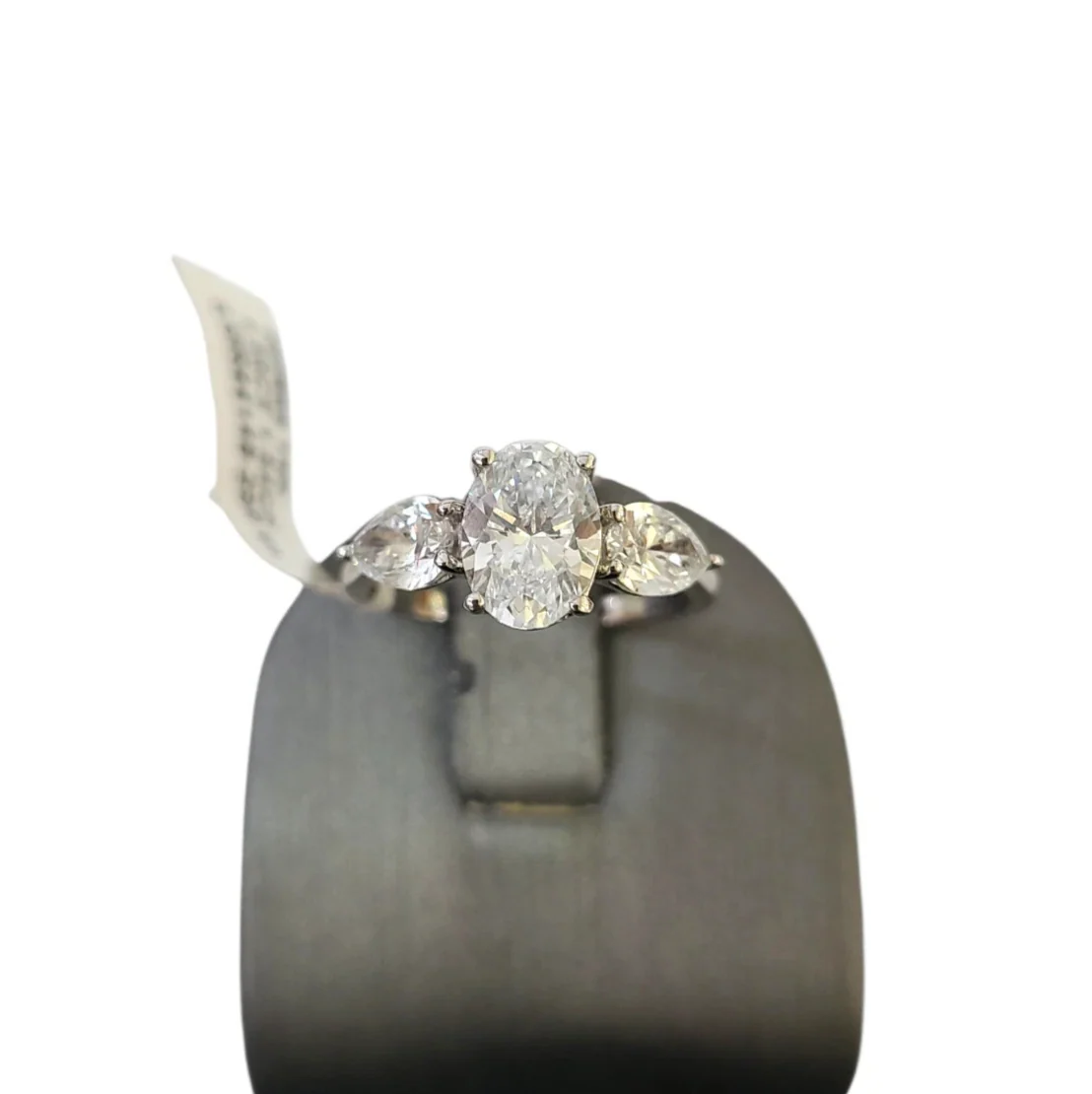 14k White Gold Oval LAB Created Ring Diamonds Wedding Ladies Band Women - Image 4