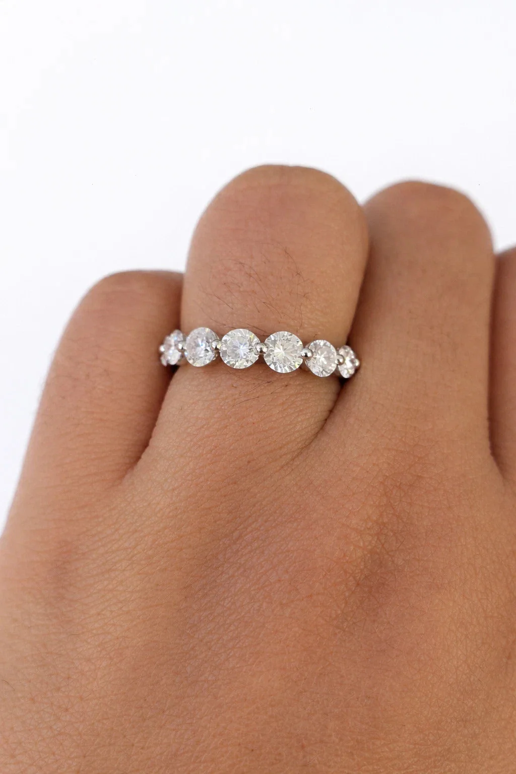 14k White Gold Round LAB Created Ring Diamonds Wedding Ladies Band Women - Image 3
