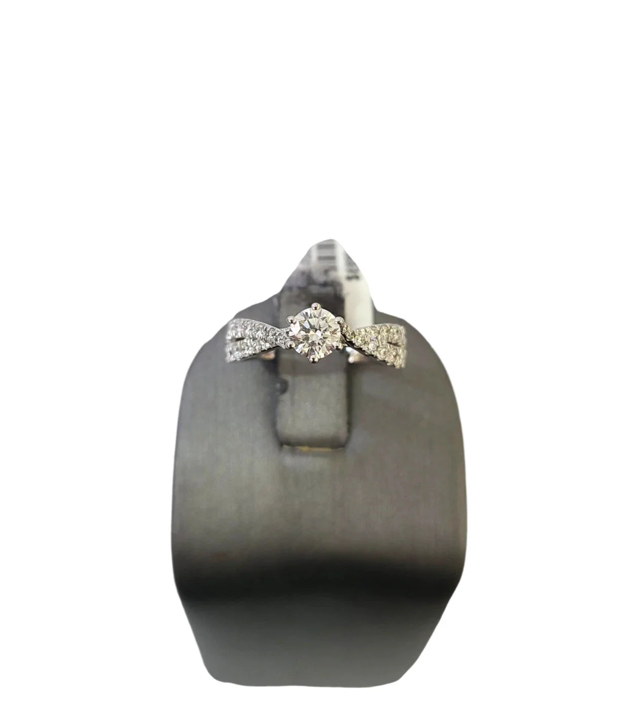 14k White Gold Round Pave Ring LAB Created Diamonds Wedding Ladies Band Women - Image 4