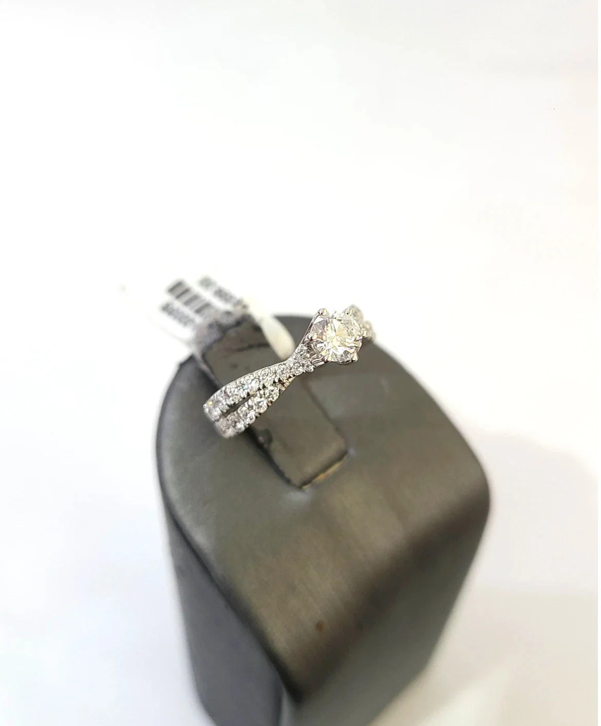14k White Gold Round Pave Ring LAB Created Diamonds Wedding Ladies Band Women - Image 6