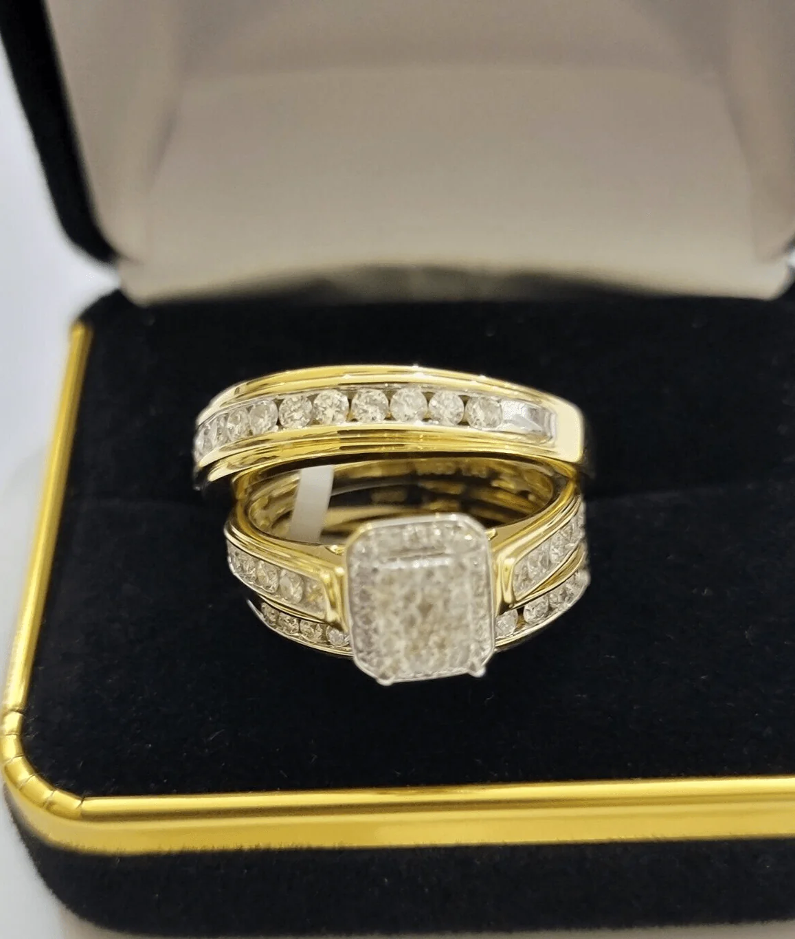 14k Yellow Gold 1.40CT Diamond Ring Band Ladies Trio Set Wedding Engagement SALE - Image 10