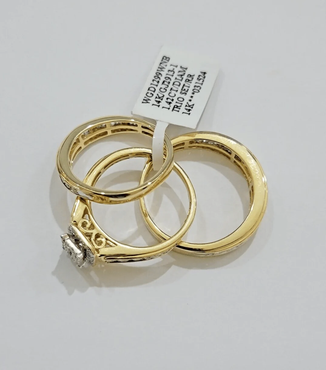 14k Yellow Gold 1.40CT Diamond Ring Band Ladies Trio Set Wedding Engagement SALE - Image 11