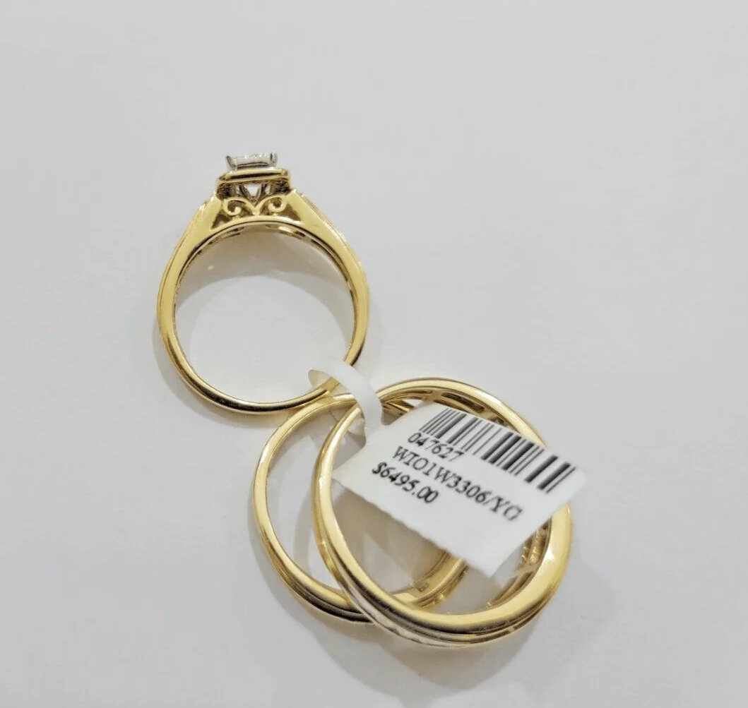 14k Yellow Gold 1.40CT Diamond Ring Band Ladies Trio Set Wedding Engagement SALE - Image 2