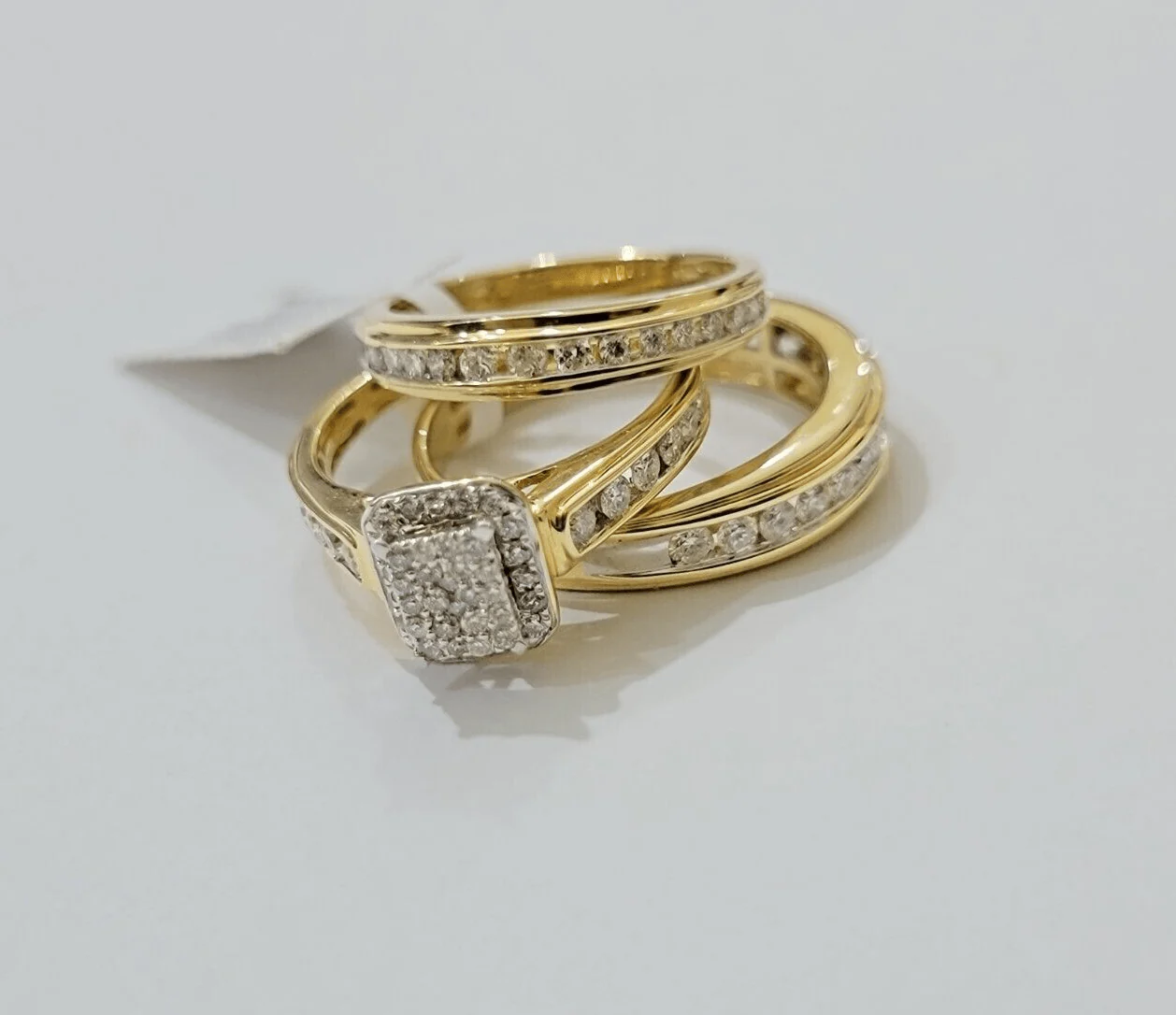 14k Yellow Gold 1.40CT Diamond Ring Band Ladies Trio Set Wedding Engagement SALE - Image 4