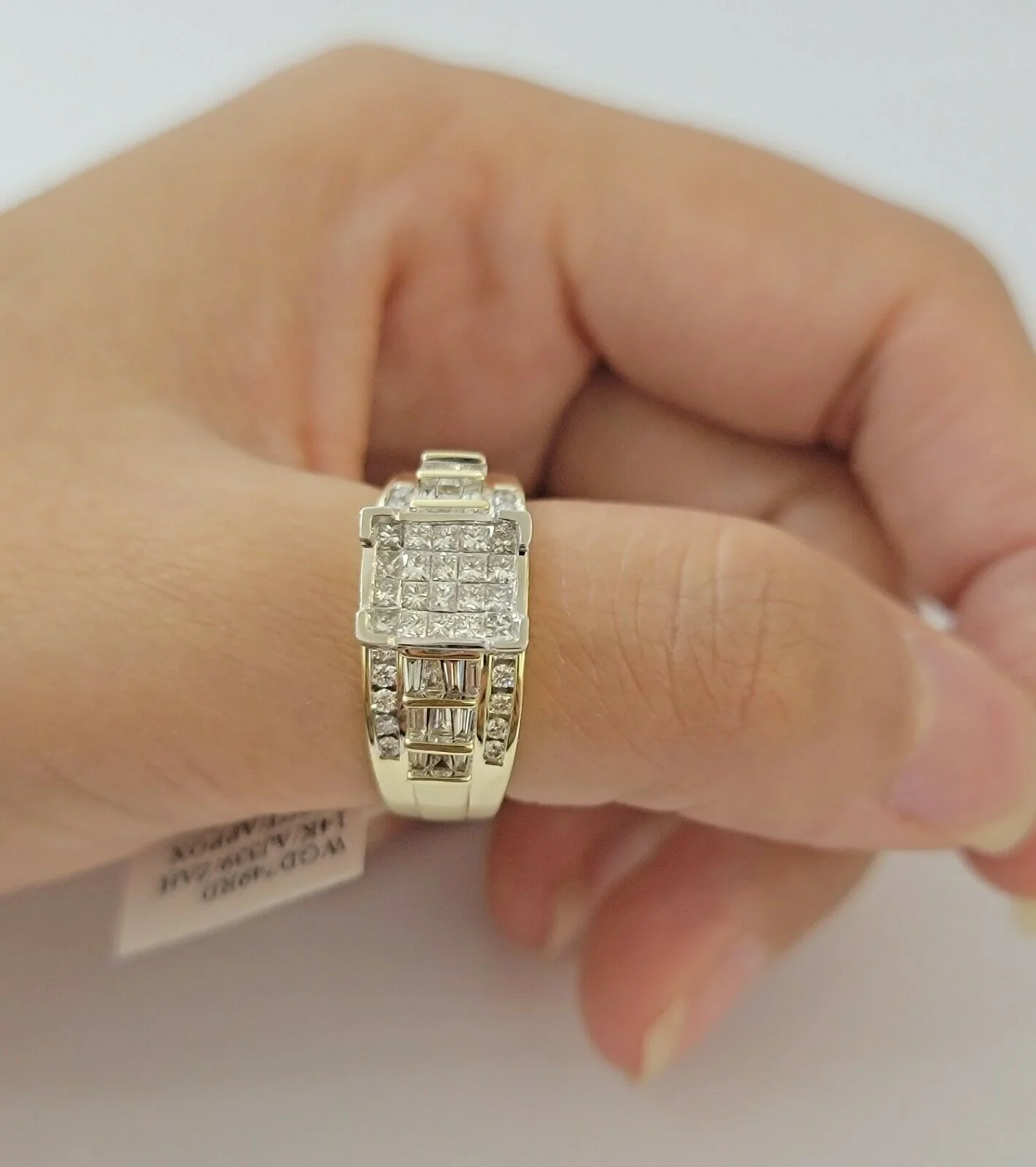 14k Yellow Gold 1CT Diamond Ladies Ring Princess Cut Baguette Round Diamd, Women - Image 11