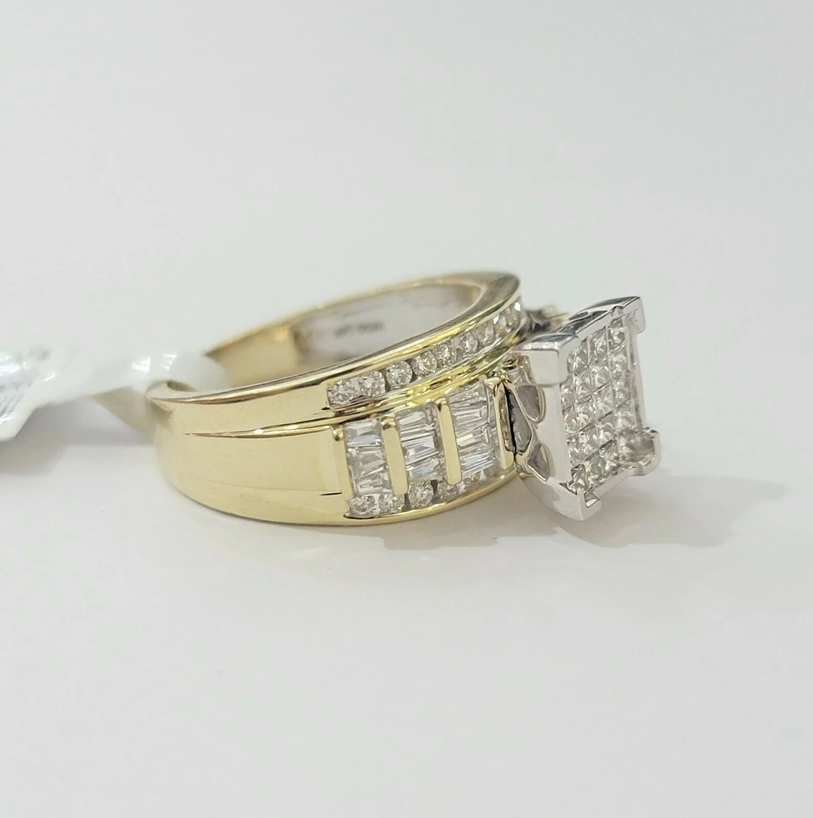 14k Yellow Gold 1CT Diamond Ladies Ring Princess Cut Baguette Round Diamd, Women - Image 7