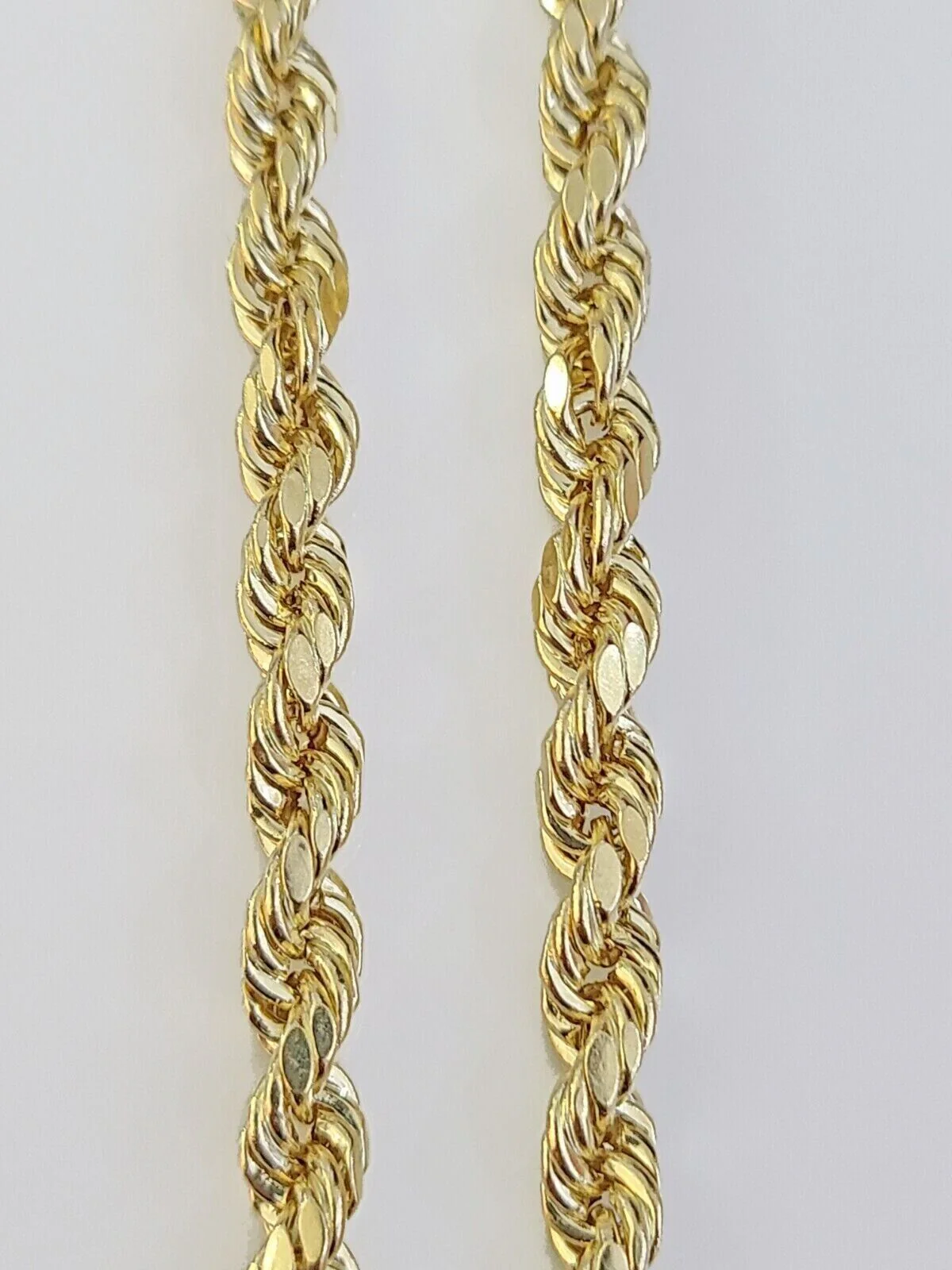 14K Yellow Gold 5mm Rope Chain 20 Inch Diamond cuts necklace , Real 14KT For Men - Image 2
