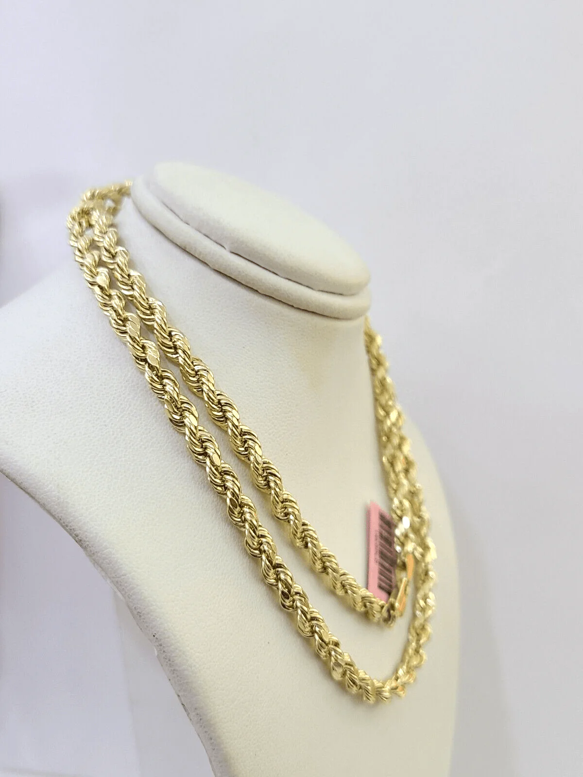 14K Yellow Gold 5mm Rope Chain 20 Inch Diamond cuts necklace , Real 14KT For Men - Image 4