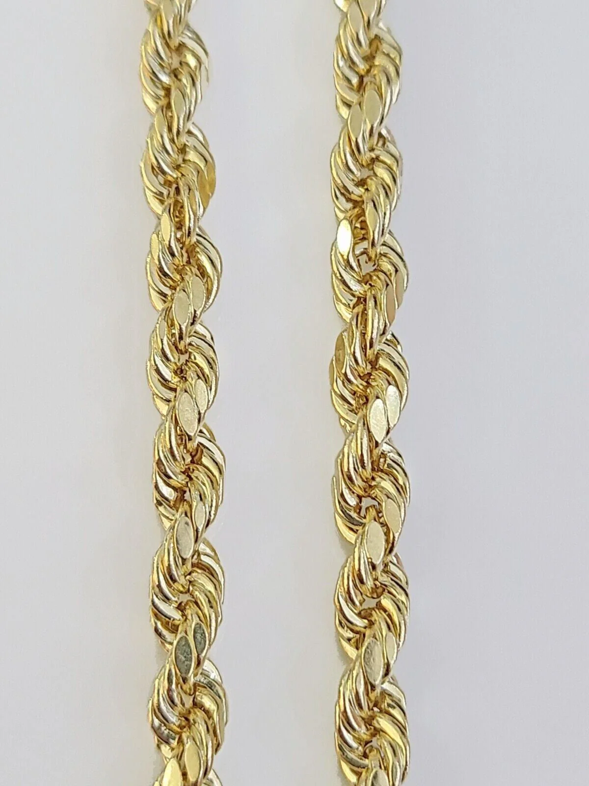14K Yellow Gold 5mm Rope Chain 22" Diamond cut necklaceend Free Shipping - Image 2