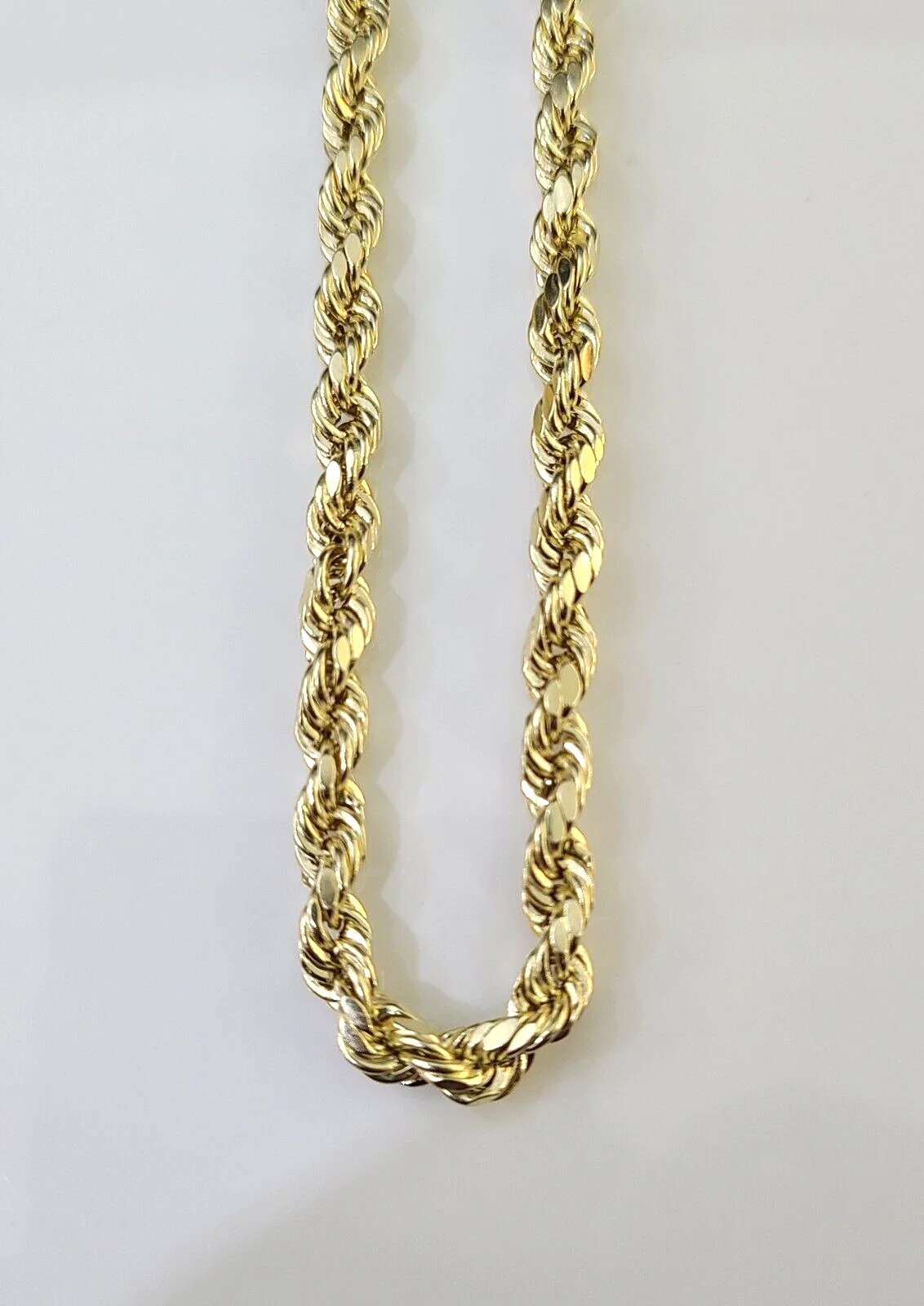 14K Yellow Gold 5mm Rope Chain 22" Diamond cut necklaceend Free Shipping - Image 6