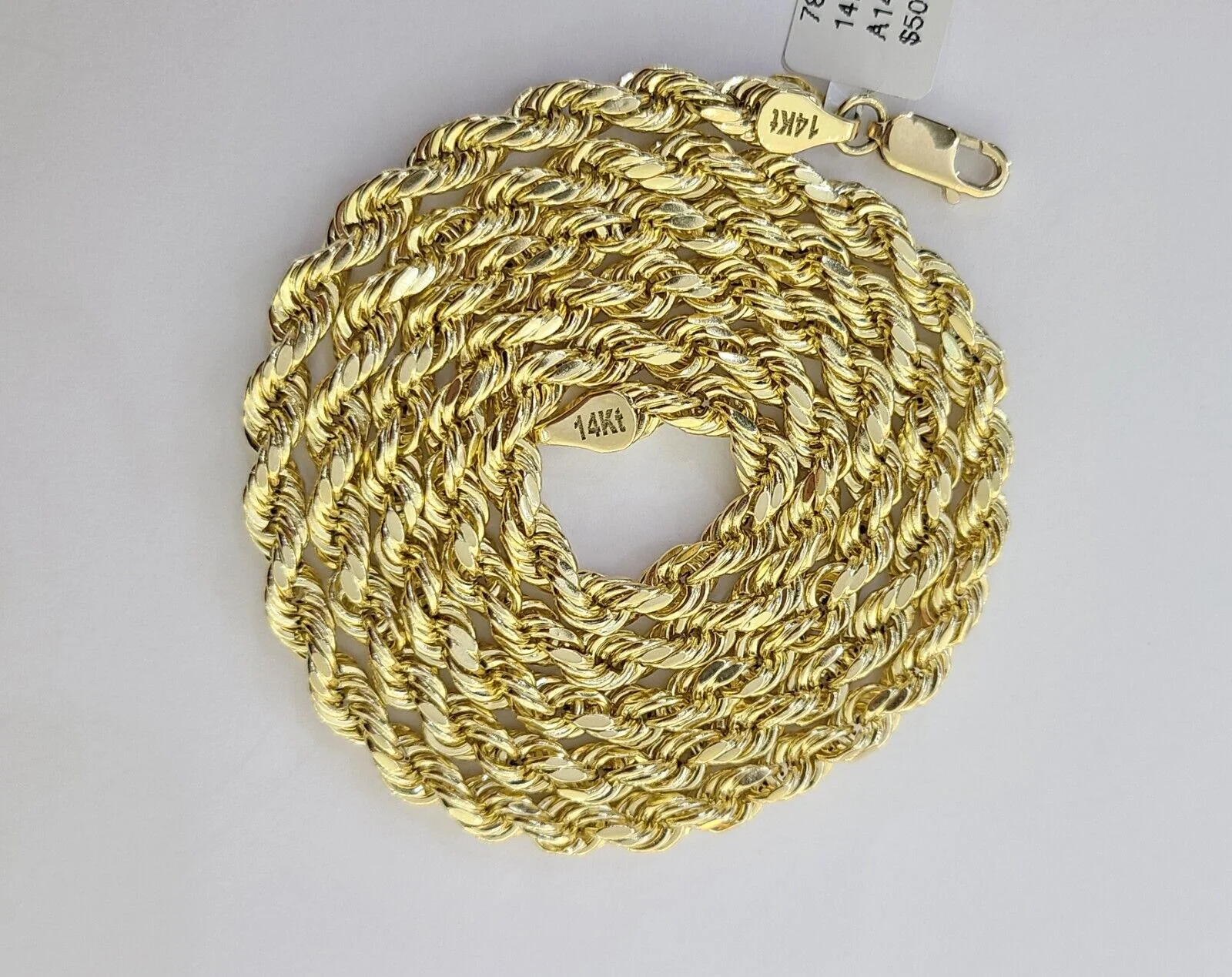 14k Yellow Gold 5mm Rope Chain Necklace 20"-28" Inch Real Gold 14kt All Sizes - Image 4