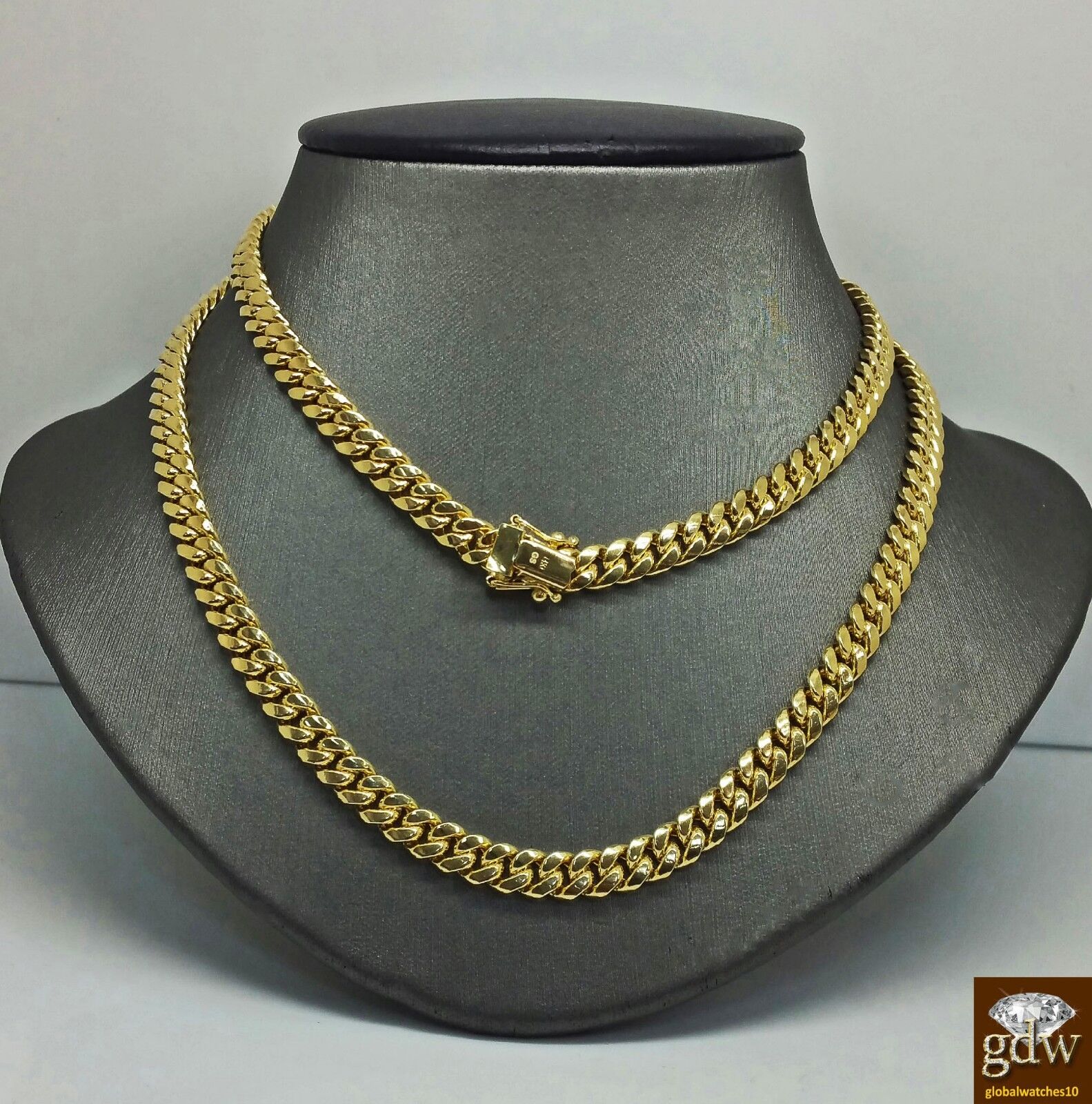 14K Yellow Gold Chain 7mm  Miami Cuban Link 22 Inch BOX LOCK Chain For Mens - Image 3
