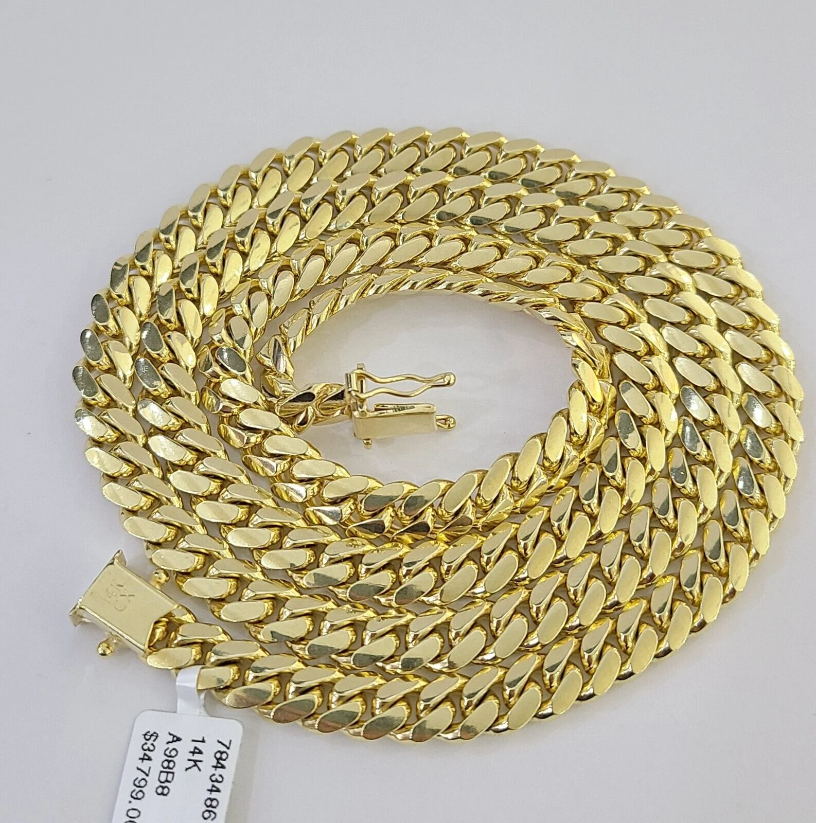 14k Yellow Gold 7mm Miami Cuban Link Chain Necklace 20" 22" Inch Real Solid - Image 2