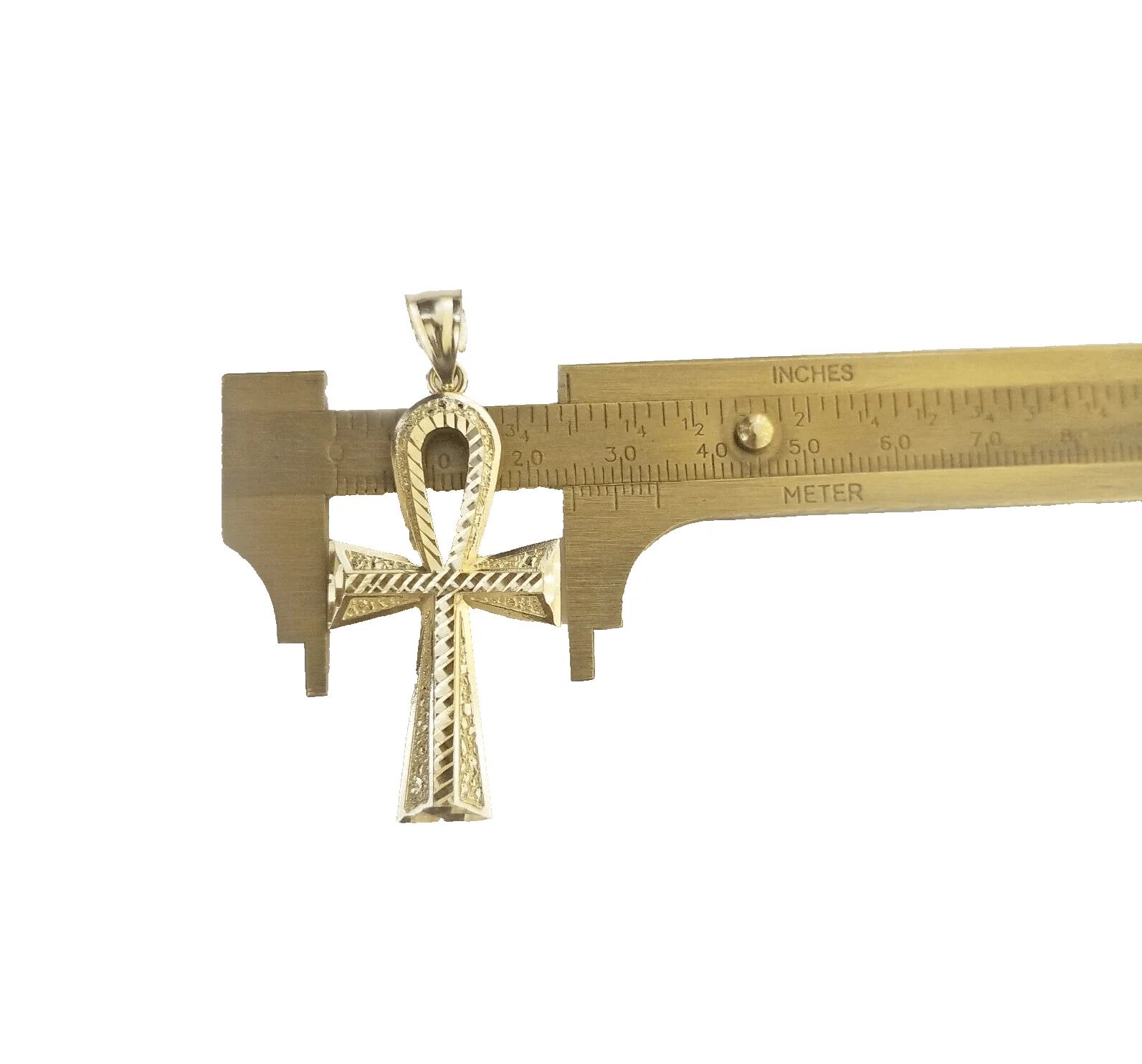 14k Yellow Gold Ankh Cross Charm Pendant 2''Diamond Cut 14kt Necklace Chain - Image 5