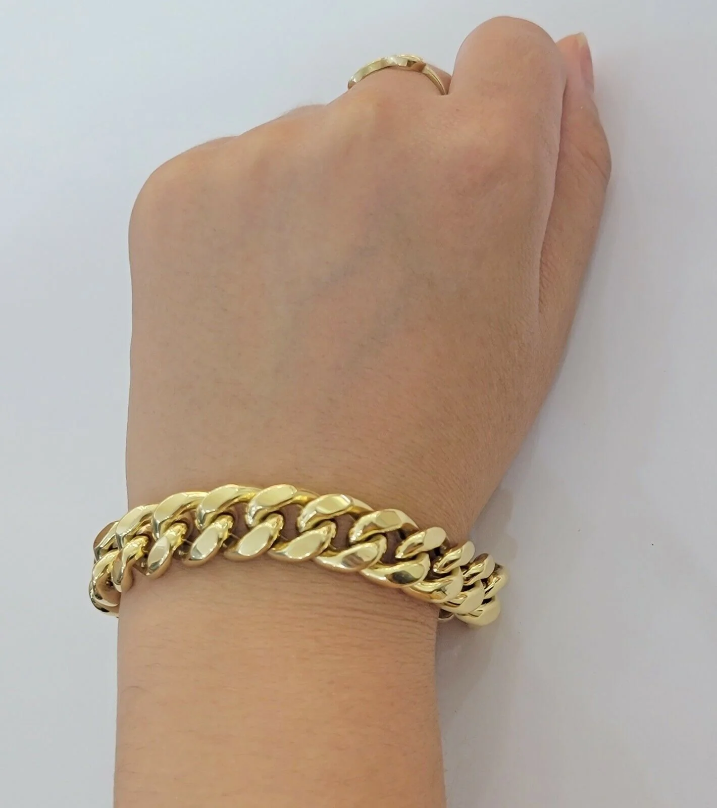 14k Yellow Gold Bracelet 13mm Miami Cuban Link  8.5 Inch Box Clasp Men Real 14kt - Image 4