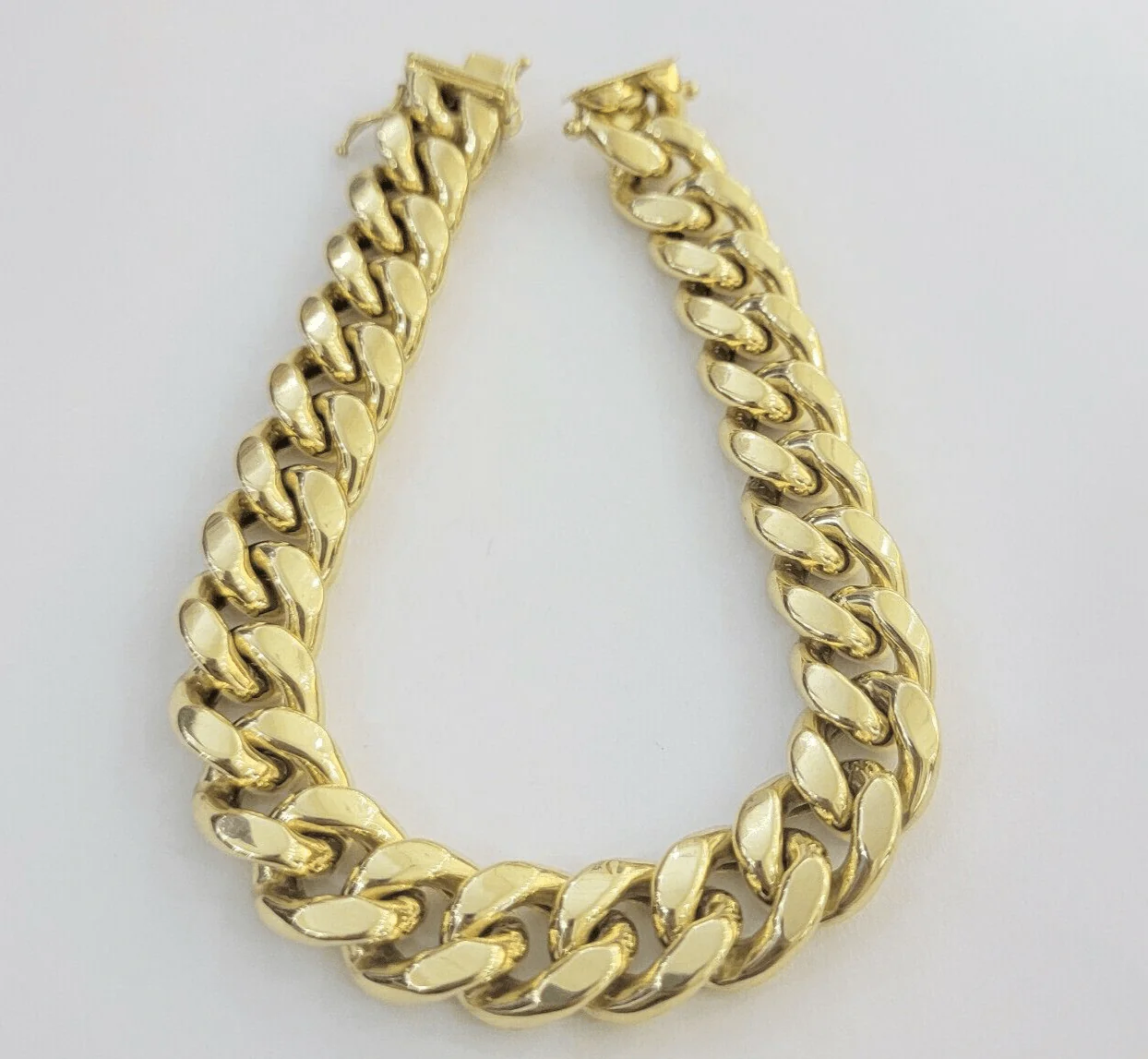 14k Yellow Gold Bracelet 13mm Miami Cuban Link With Box Clasp Mens Real 14kt - Image 6