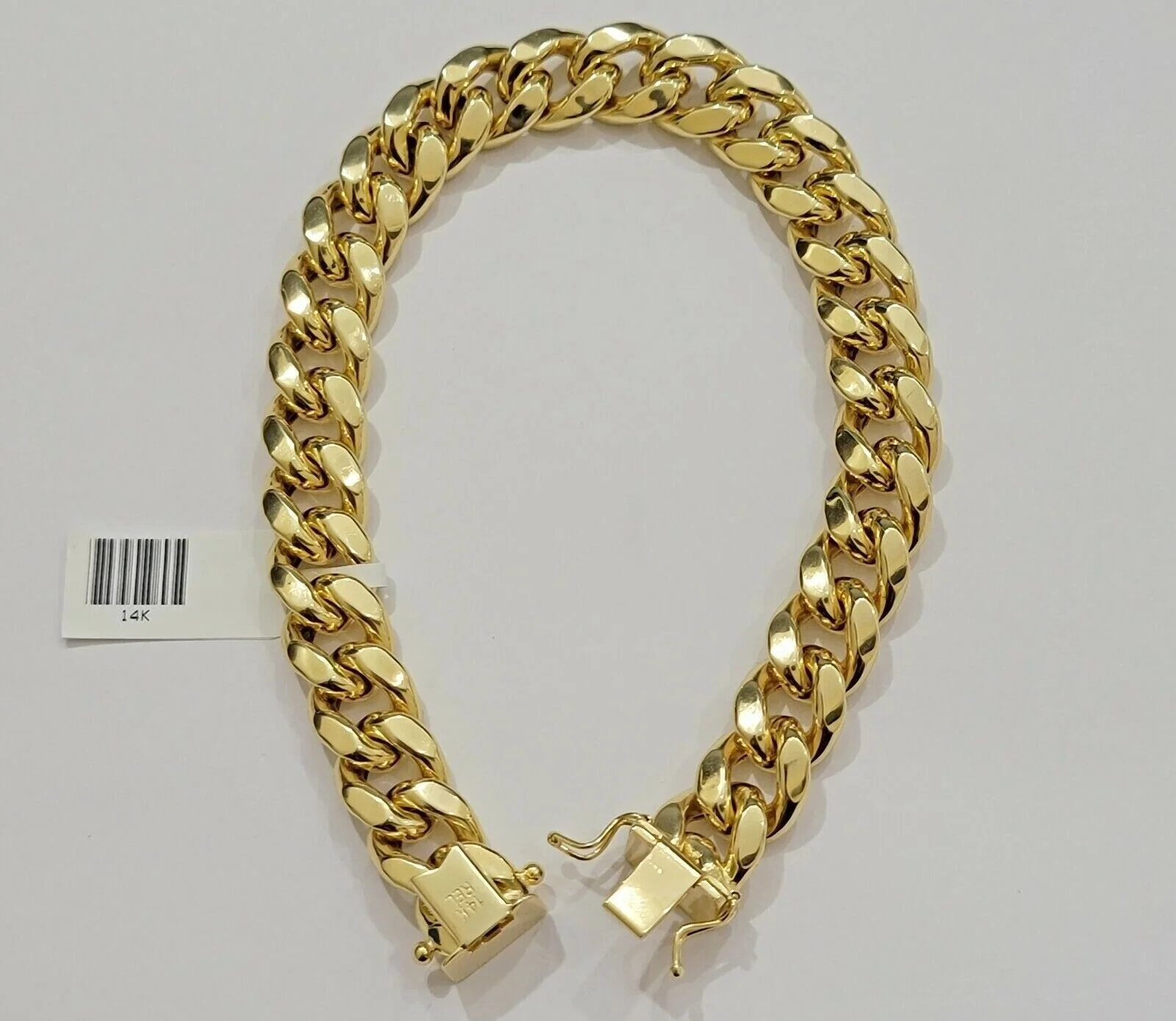 14k Yellow Gold Bracelet Mens Miami Cuban Link 13mm 8.5 Inch Box Clasp REAL - Image 7