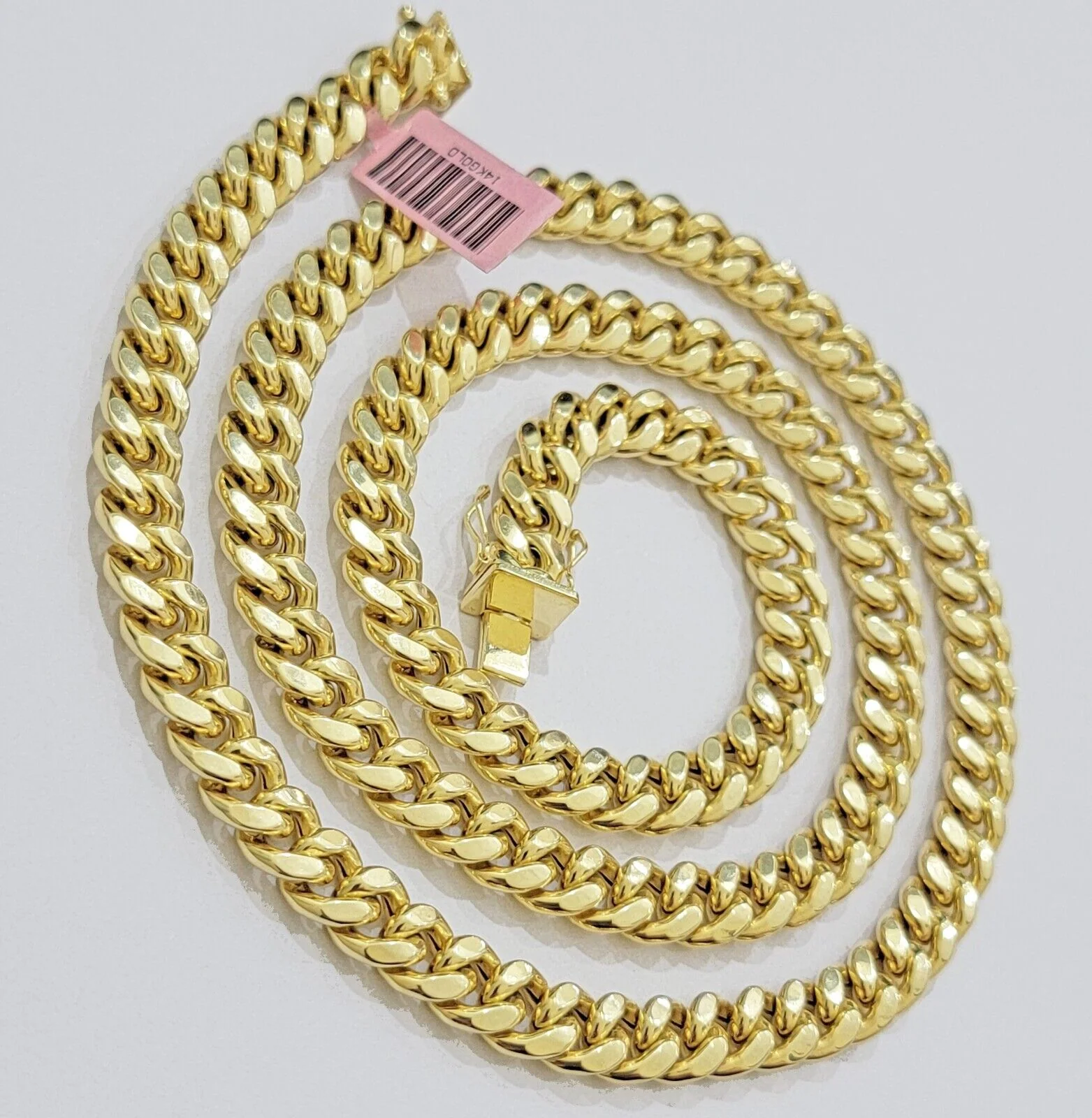 14k Yellow Gold Chain Miami Cuban Link Necklace 9mm 24 Inch Real 14KT For Men's - Image 2