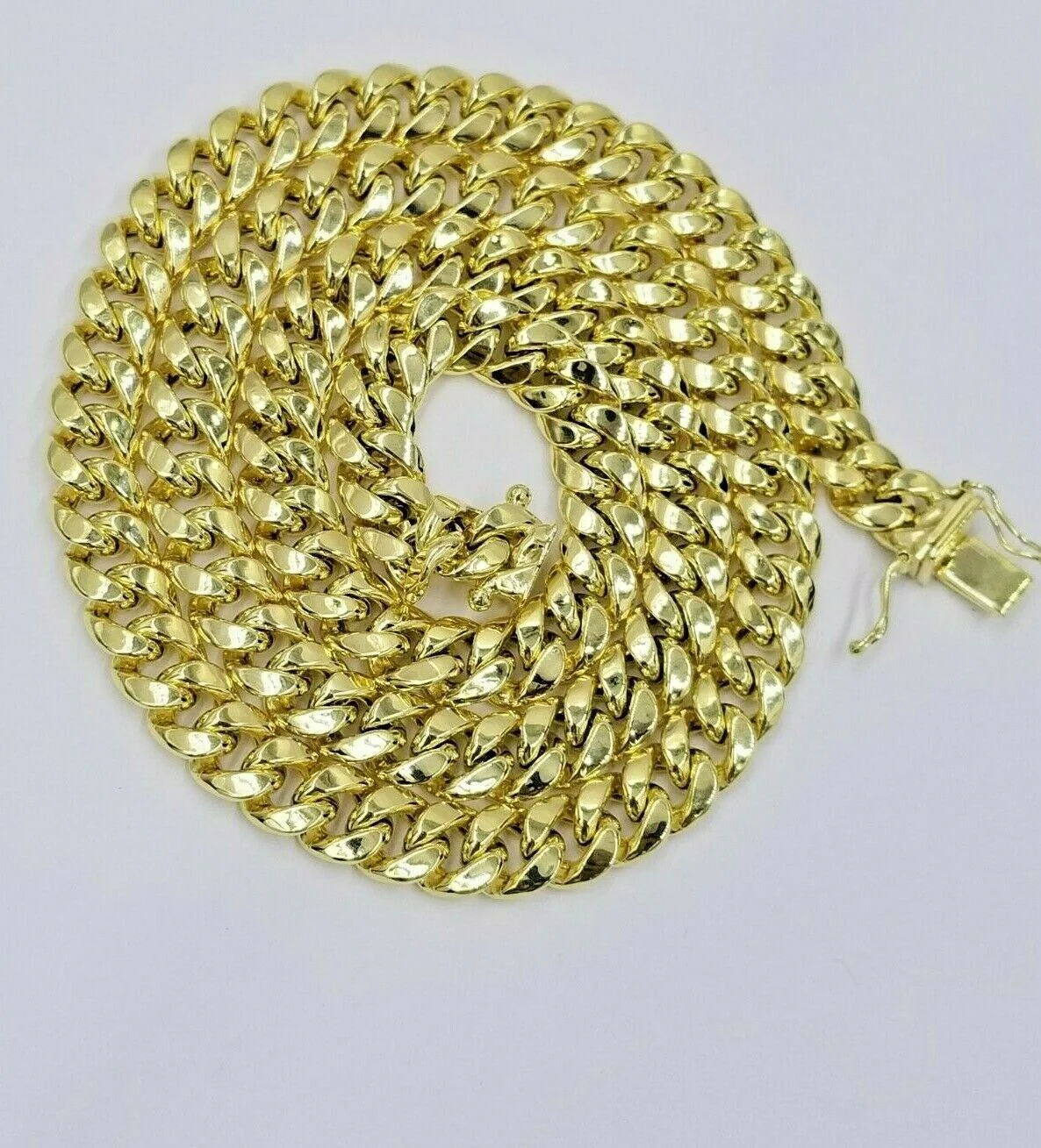 14k Yellow Gold Chain Necklace Miami Cuban Link 8mm 18"-28" Inch Men's REAL 14kt - Image 2