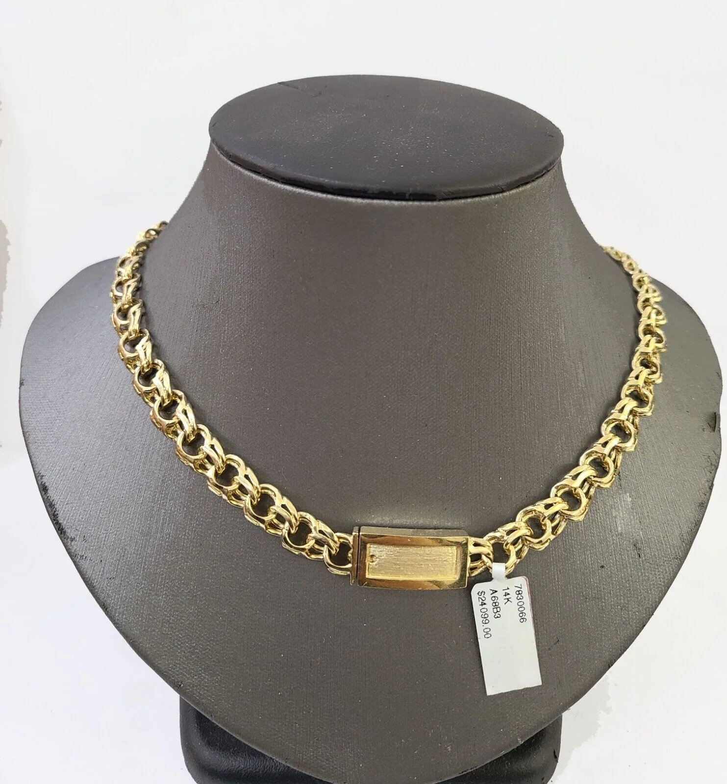 14k Yellow Gold Chino Link ID Necklace Chain 9mm 24Inch For Men's 14kt Gold - Image 2