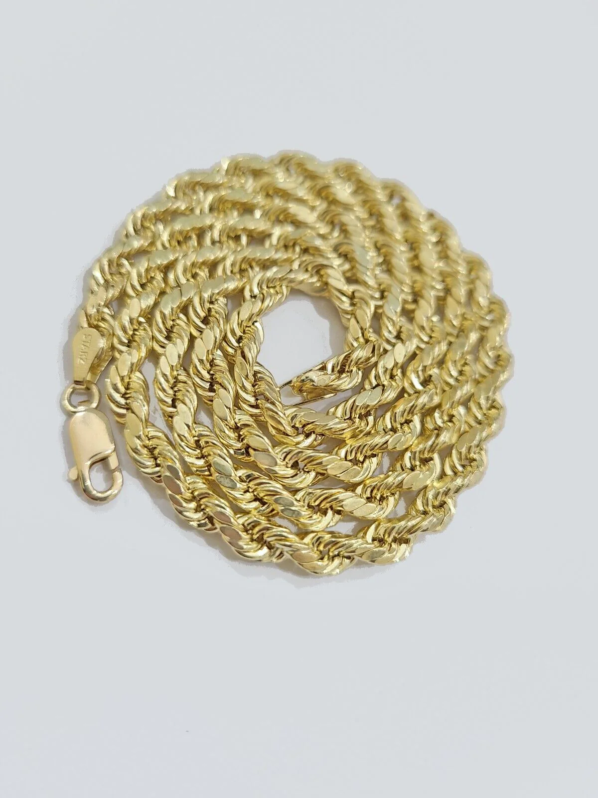 14k Yellow Gold Cross Charm Rope Chain Necklace 4mm 22'' Pendant 14kt Jesus Real - Image 7