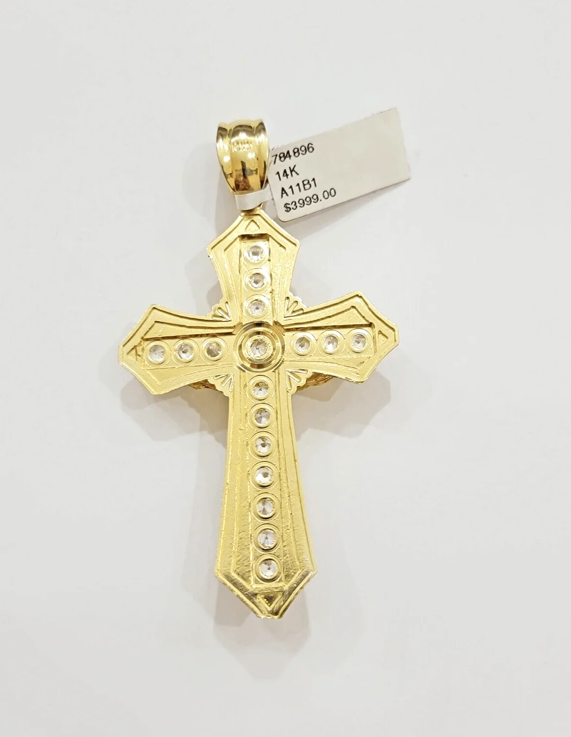 14k Yellow Gold Cross Jesus Crucifix Pendant 3 Inch 14kt CZ Charm Mens REAL 14kt - Image 7