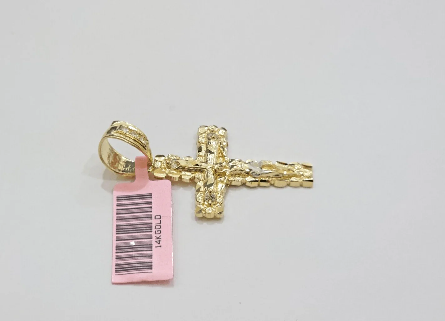 14k Yellow Gold Cross Nugget Pendant Jesus Crucifix 1.5 Inch 14kt Charm Men REAL - Image 5